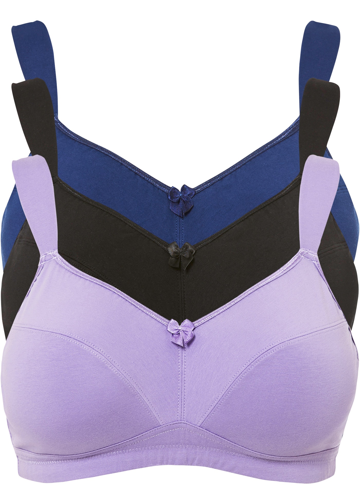 bonprix Soutien-gorge à armatures »BH ohne Bügel mit Baumwolle (3er Pack)« Paquet, 3 ohne Bügel, im 3er-Pack, mit verspielten Details