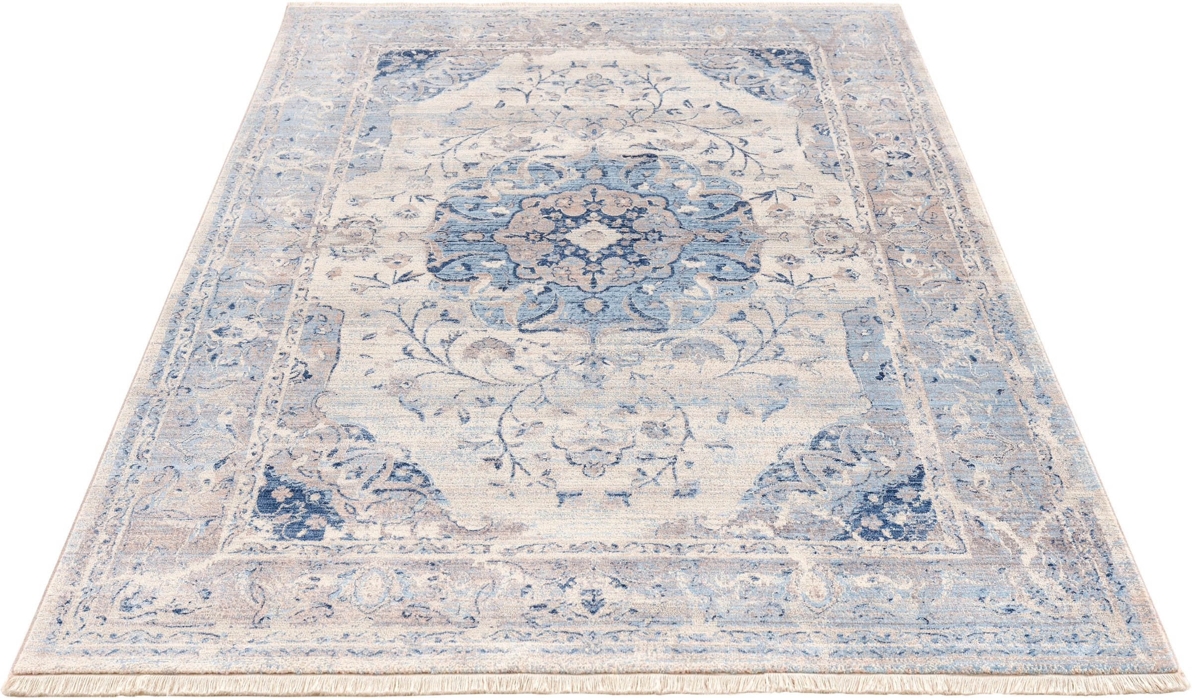 Image of DELAVITA Teppich »Simon«, rechteckig, 6 mm Höhe, Orient-Optik, mit Bordüre, Kurzflor, weich, pflegeleicht, elegant, idealer Teppich für Wohnzimmer, Schlafzimmer, Esszimmer, Grösse 1+2 wird ohne Fransen geliefert. bei Ackermann Versand Schweiz