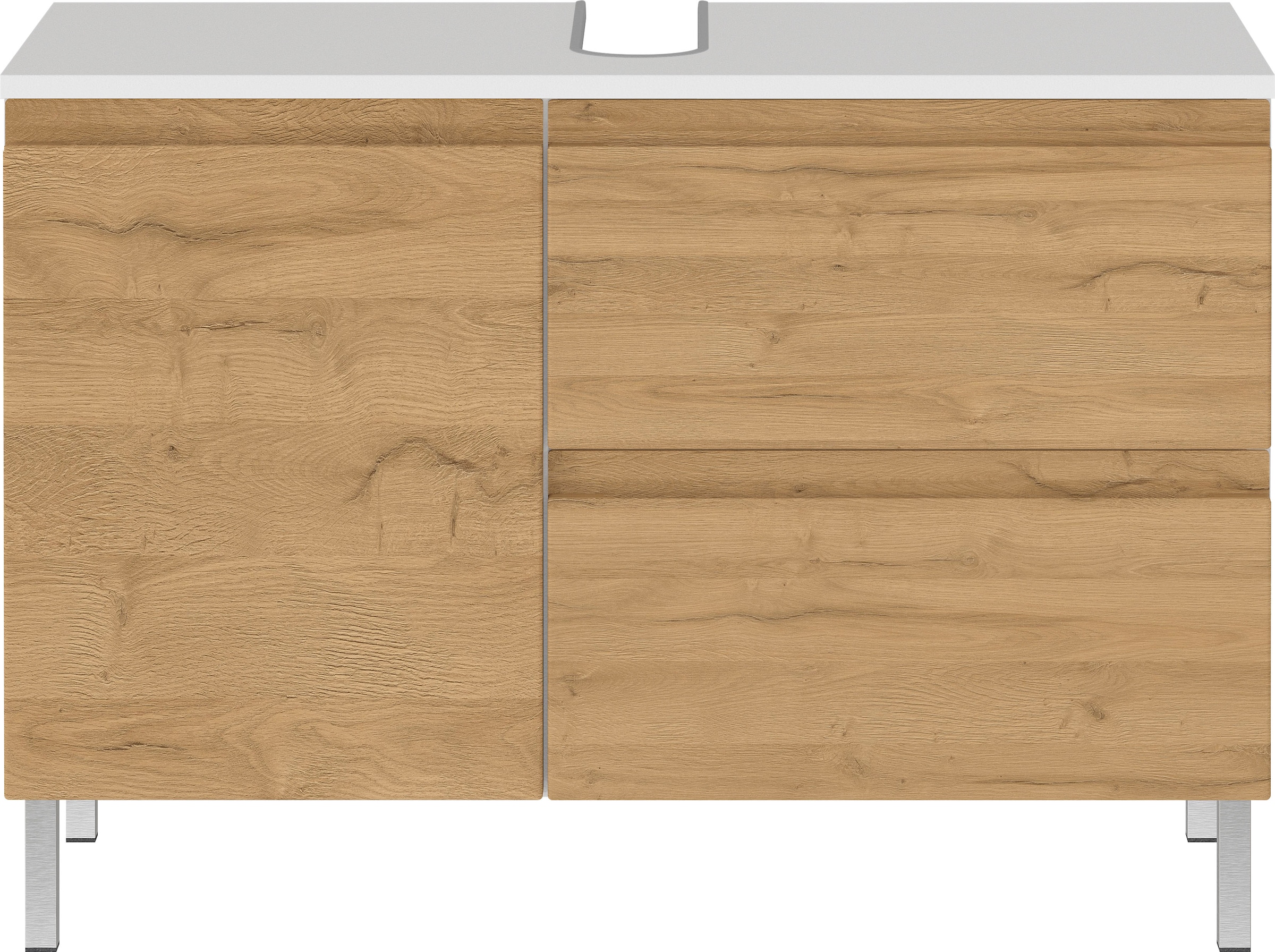 Image of GERMANIA Waschbeckenunterschrank "Torrance" in 2 Breiten, mit Schublade & Füssen aus Metall, griffloses Design, Made in Germany