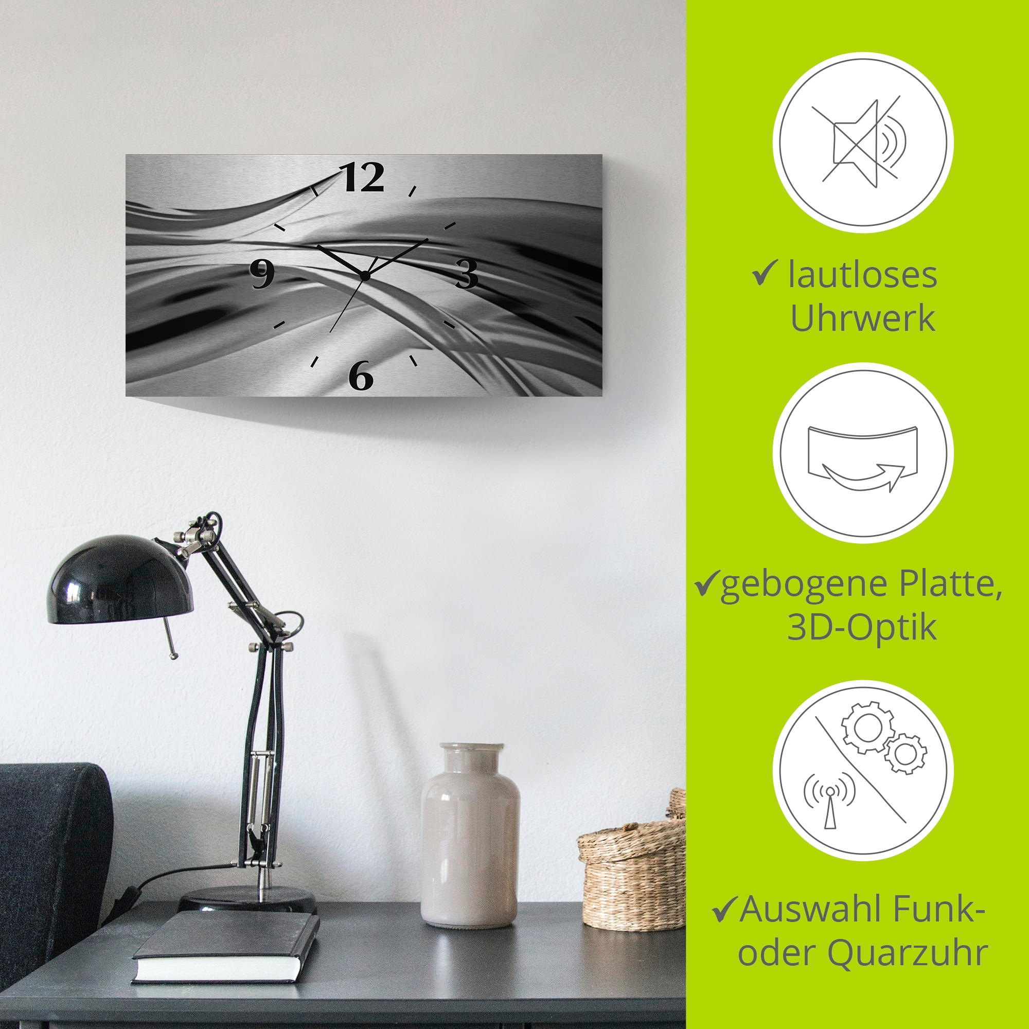 Artland Wanduhr »Schöne Welle - Abstrakt«, 3D Optik gebogen, mit Quarz- oder Funkuhrwerk, versch. Grössen