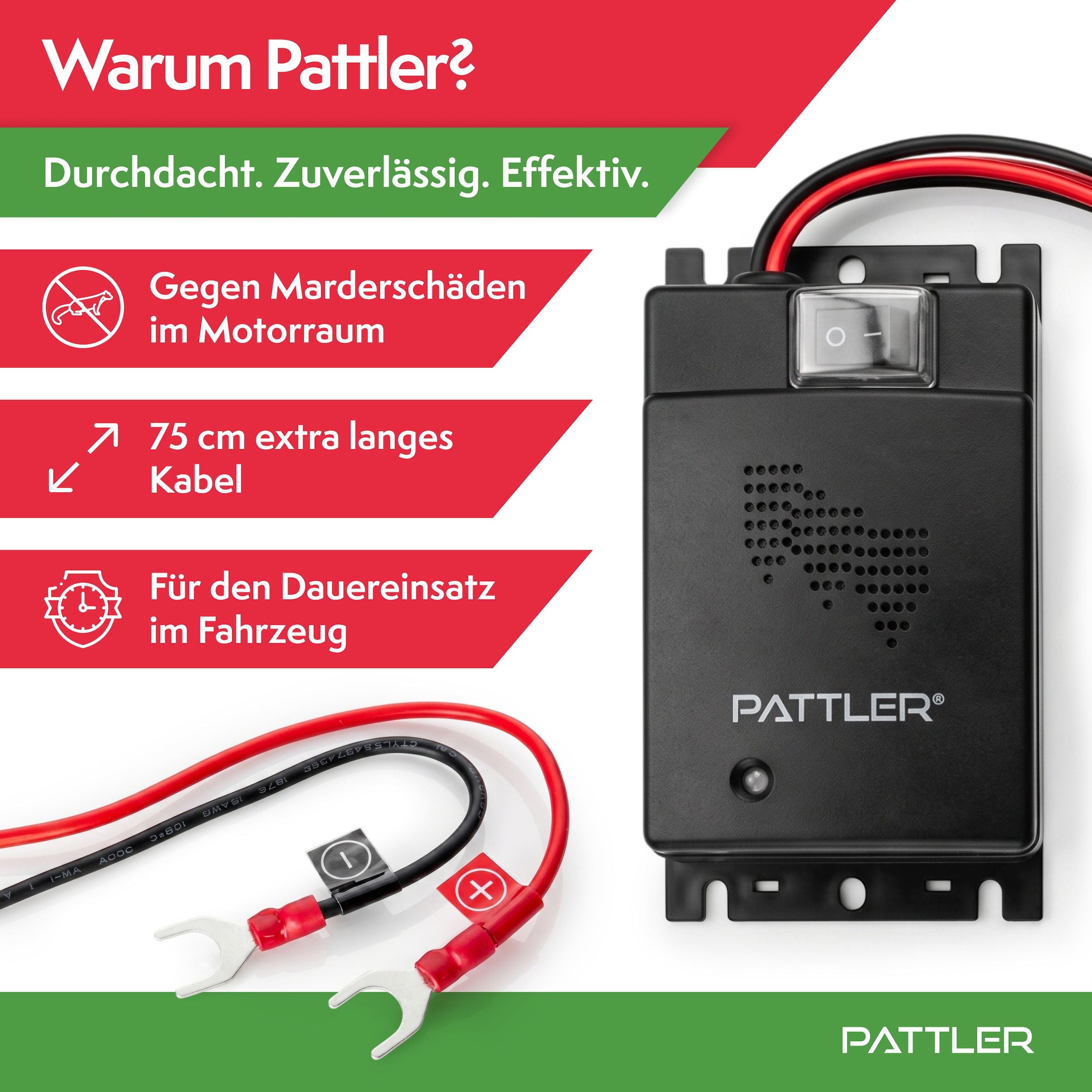 Pattler Défense contre les animaux à ultrasons »Marderschreck 12 Volt fürs Auto« 2 appareils