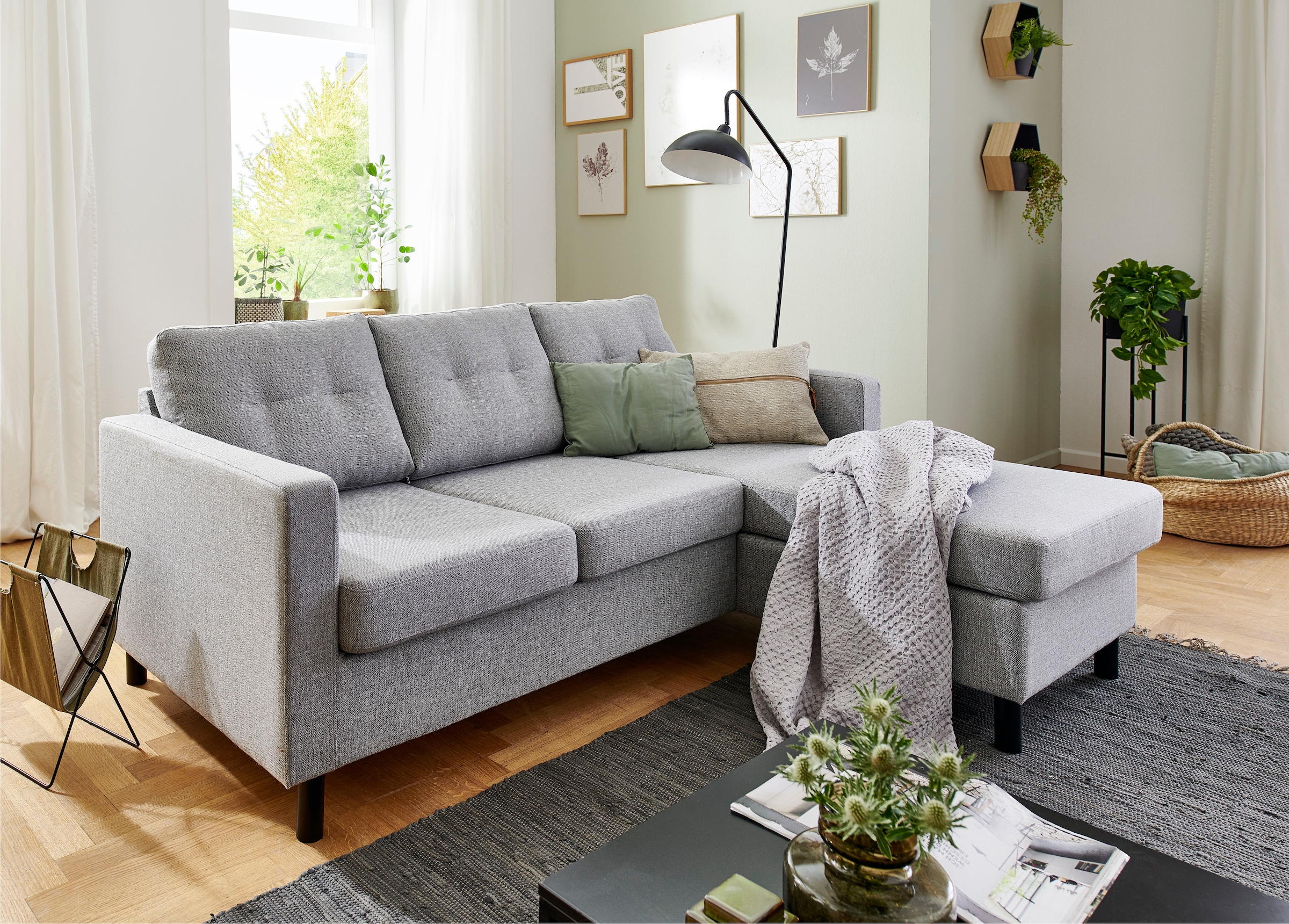 ATLANTIC home collection Ecksofa »Tea L-Form«, Ecksofa, frei im Raum stellbar und Recamiere beidseitig montierbar