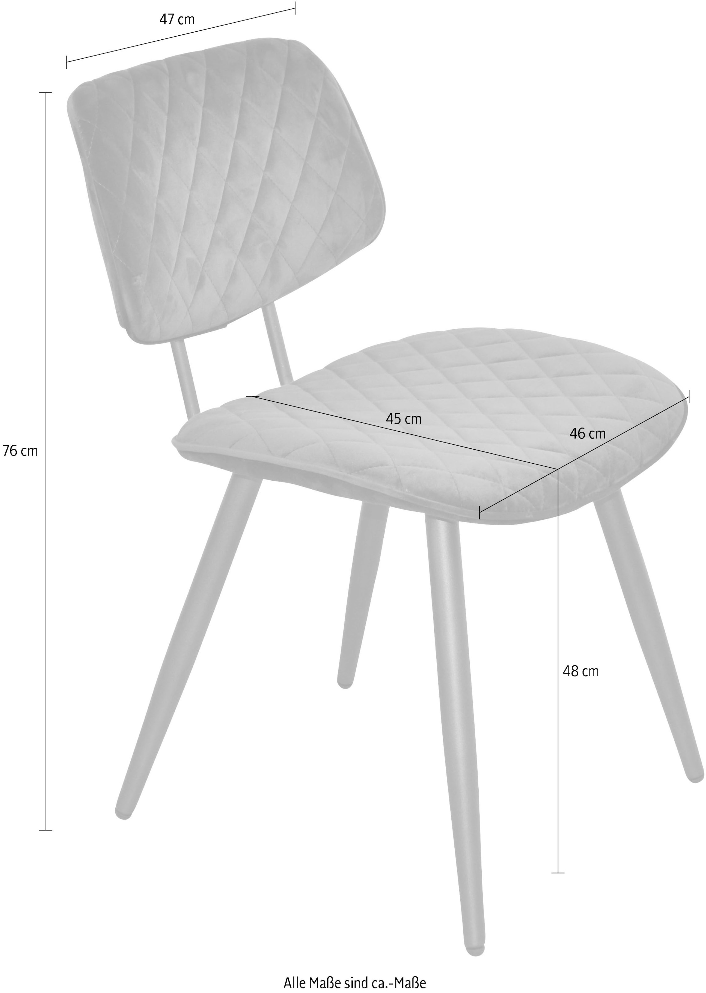 INOSIGN Polsterstuhl, (Set), 1 St., Samtstruktur, Gestell aus Stahlrohr, Sitz und Rücken schaumstoffgepolstert