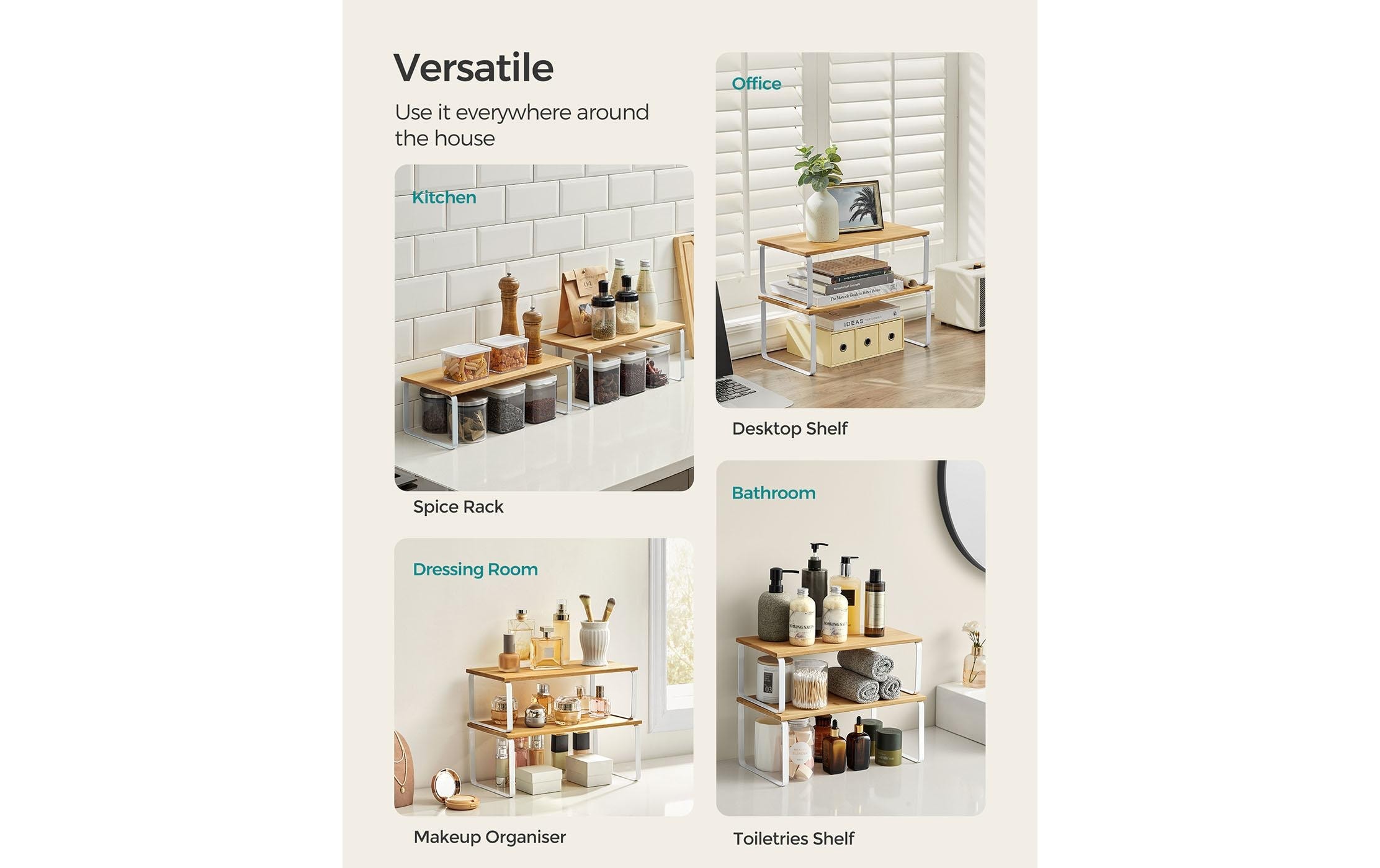 SONGMICS Étagère de cuisine »Lagerregal Nature-Weiss«