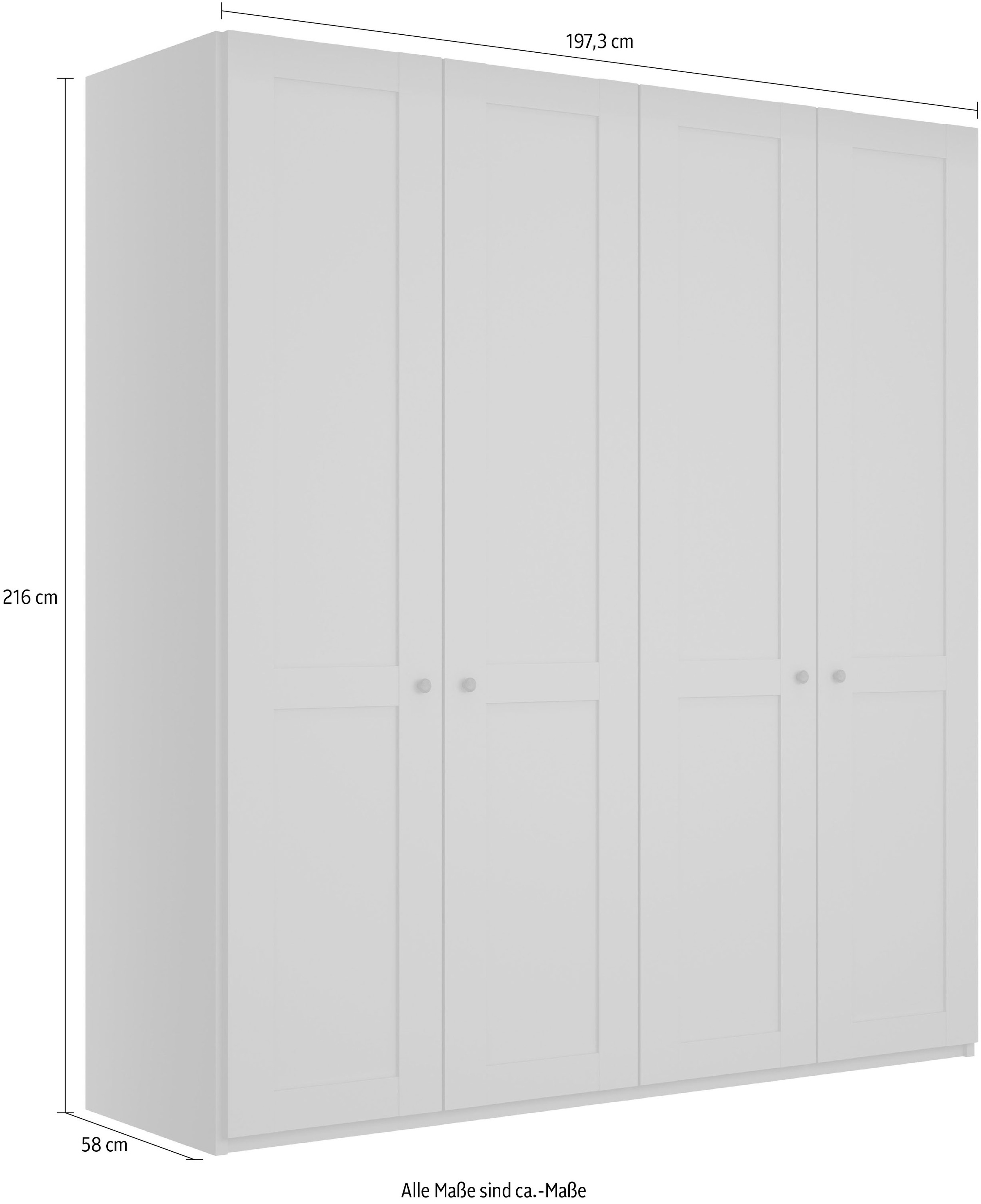 WIEMANN Drehtürenschrank »Göteborg, Kleiderschrank, Schrank, Wäscheschrank«, (4 Breiten, MADE IN GERMANY), inkl. Türendämpfung, langlebige Qualität, viel Stauraum