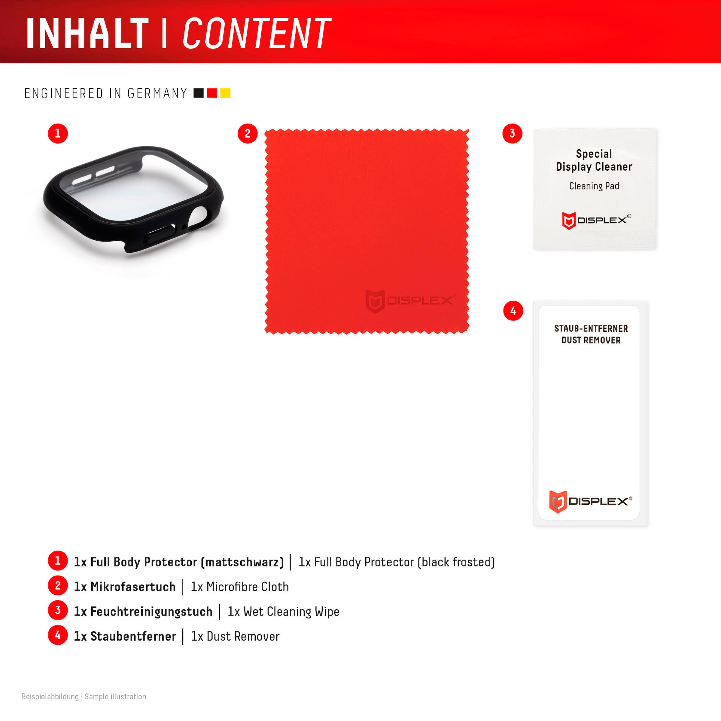 Displex Displayschutzglas »Smartwatch Glass All-In-One Protector Full Body« für Apple Watch SE 44 mm;Apple Watch SE 2 44 mm;Apple Watch SE 3 44 mm Displayschutzfolie, Schutzfolie, Bildschirmschutz, kratz- & stossfest