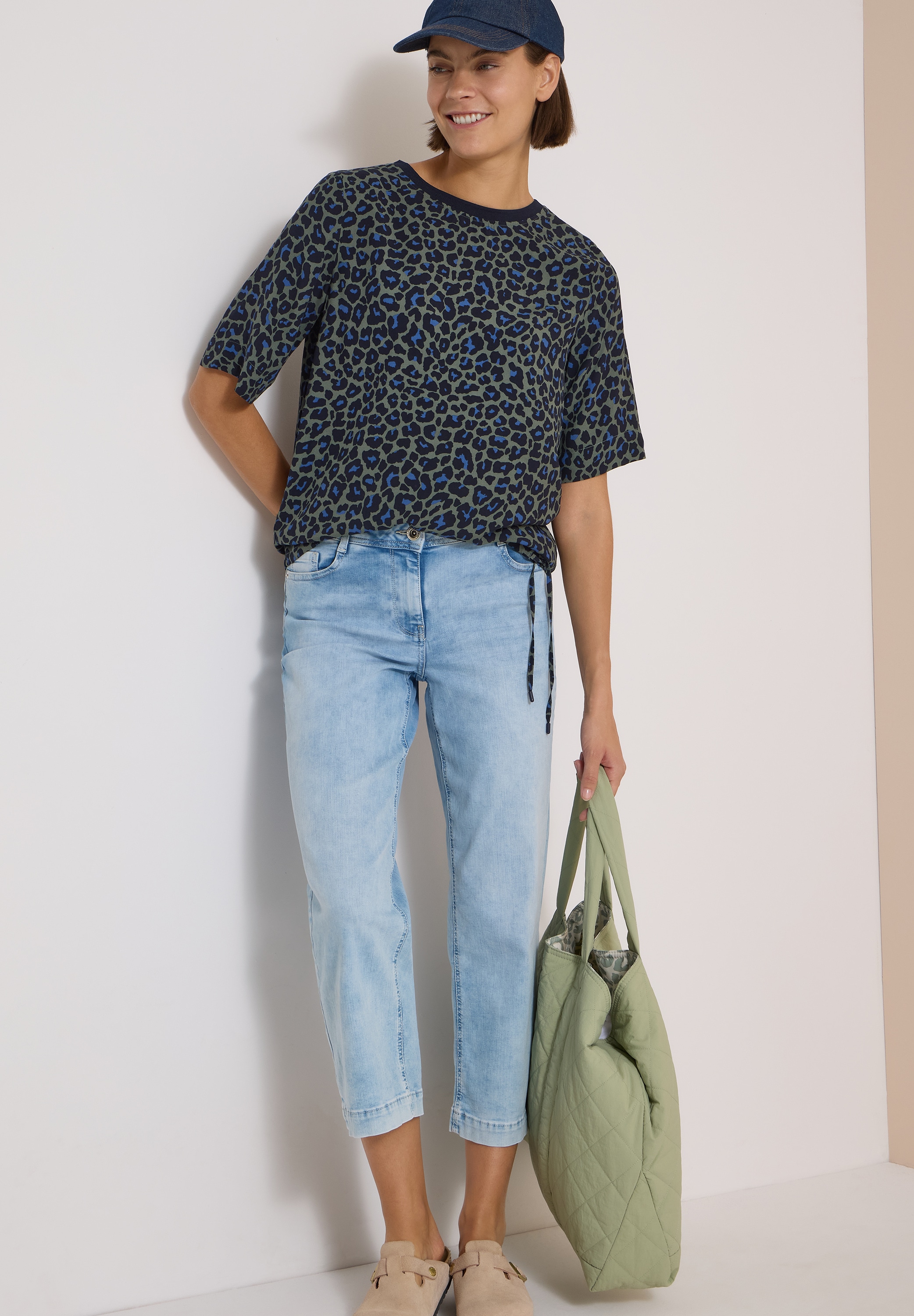 Cecil Chemisier à chemise avec imprimé animal, col rond, viscose
