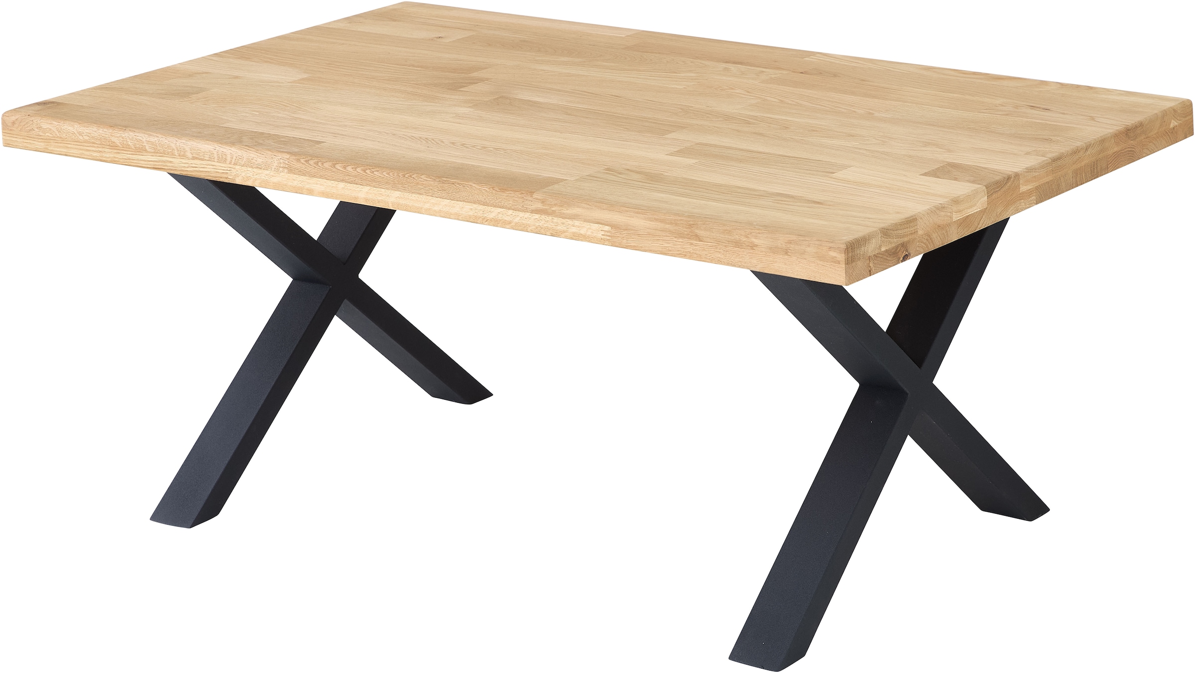 Image of Stolkom Couchtisch "Chris Wohnzimmertisch Eiche Massivholz, BxHxT 110x47x70 cm" Gerade Kante, Industrial Style Eiche Massivholz