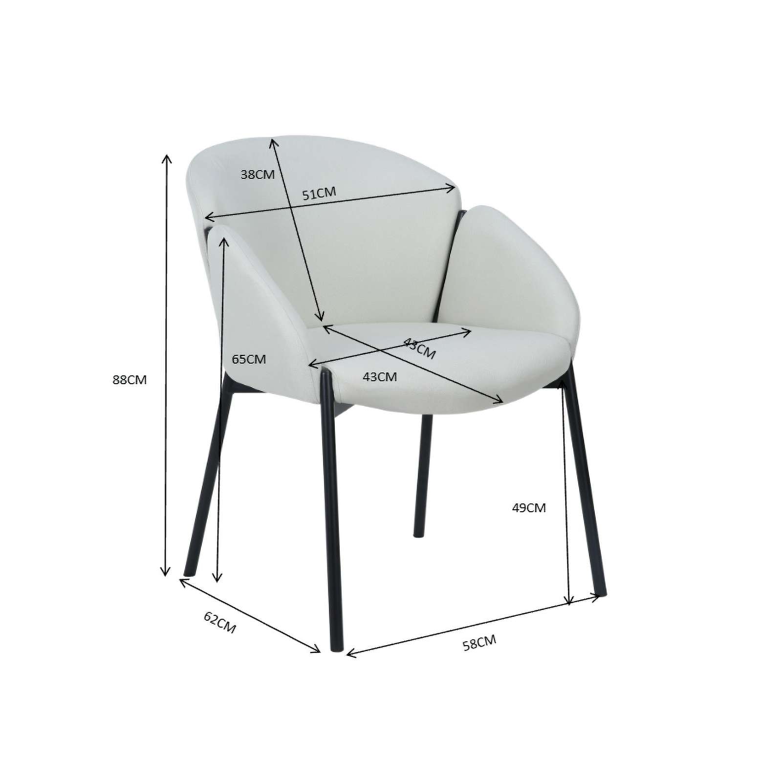 GOODproduct Chaise de salle à manger »Westfox« () 2 cuisgepolsterte Rückenlehne, Armlehne und Sitzfläche, Sitzhöhe 49 cm