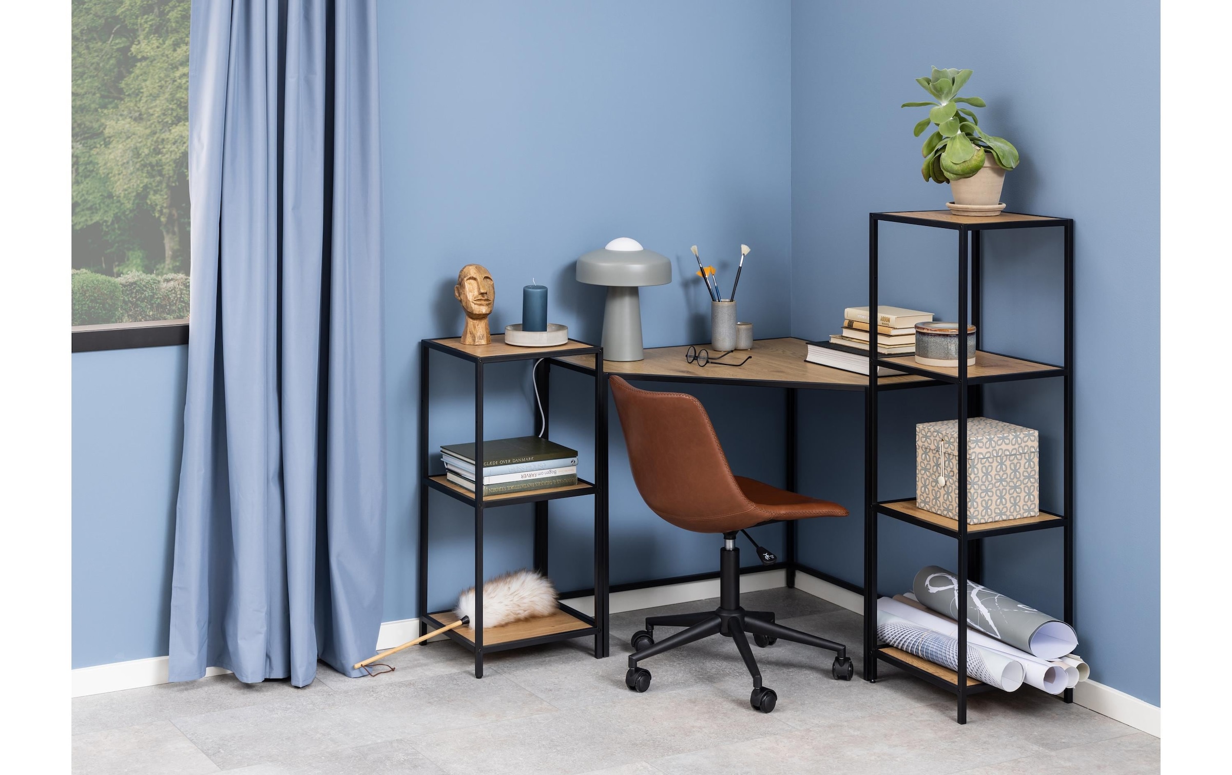 AC Design Regal »Seaford 35 x 37 x 119,5 cm, Nature/Schwarz«