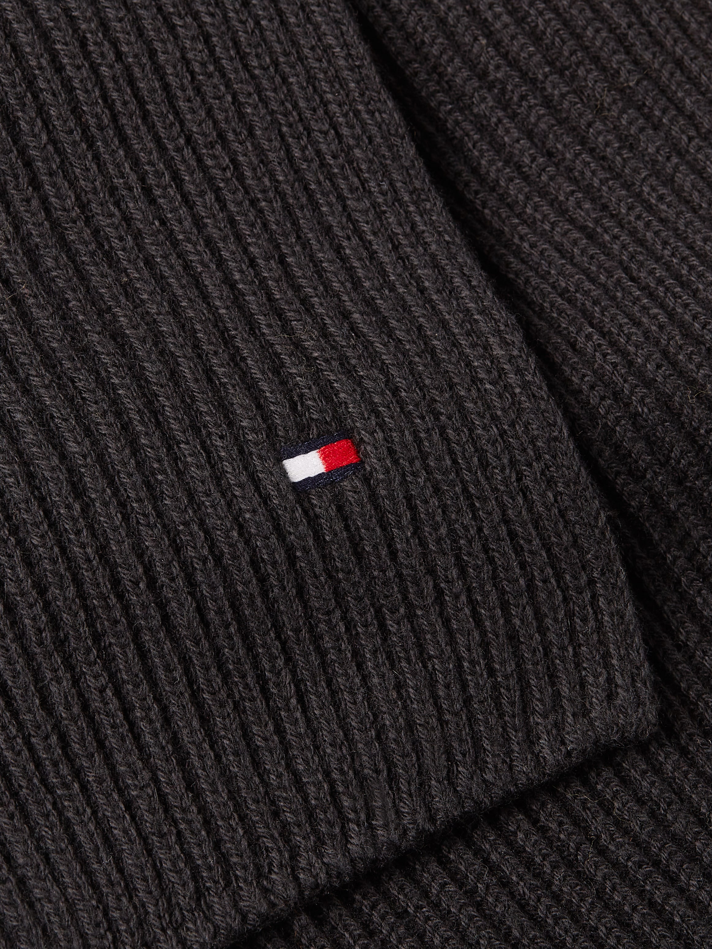 Tommy Hilfiger Écharpe tricotée »TH FLAG PIMA COTTON CASH SCARF« avec broderie logo, avec une part de cachemire Unisexe