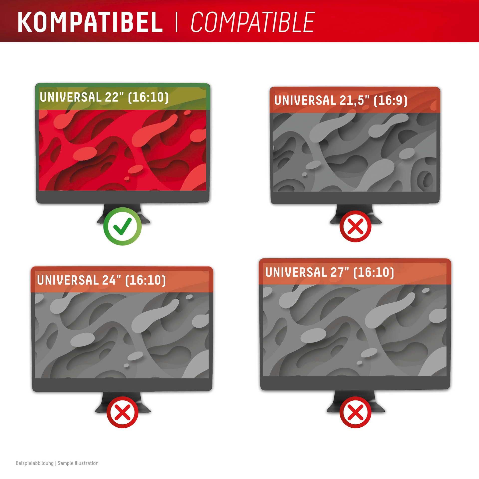 Displex Displayschutzfolie »Privacy Safe Blickschutzfilter« für Universell für Monitore mit  22 (16:10) Blickschutzfolie, Schutzfolie, Bildschirmschutz, kratz- & stossfest