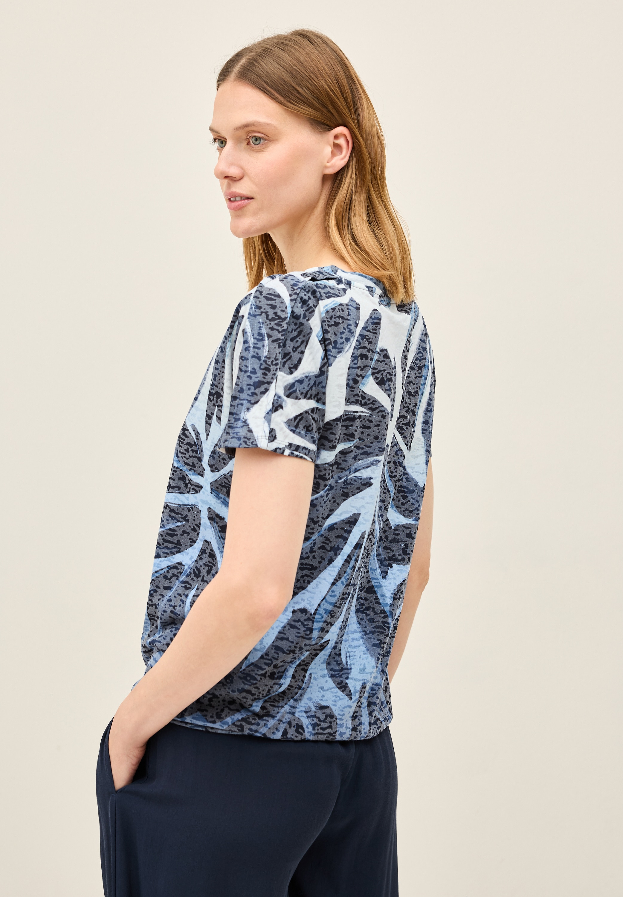 Cecil Print-Shirt, in Ausbrenner-Optik und mit floralem Muster