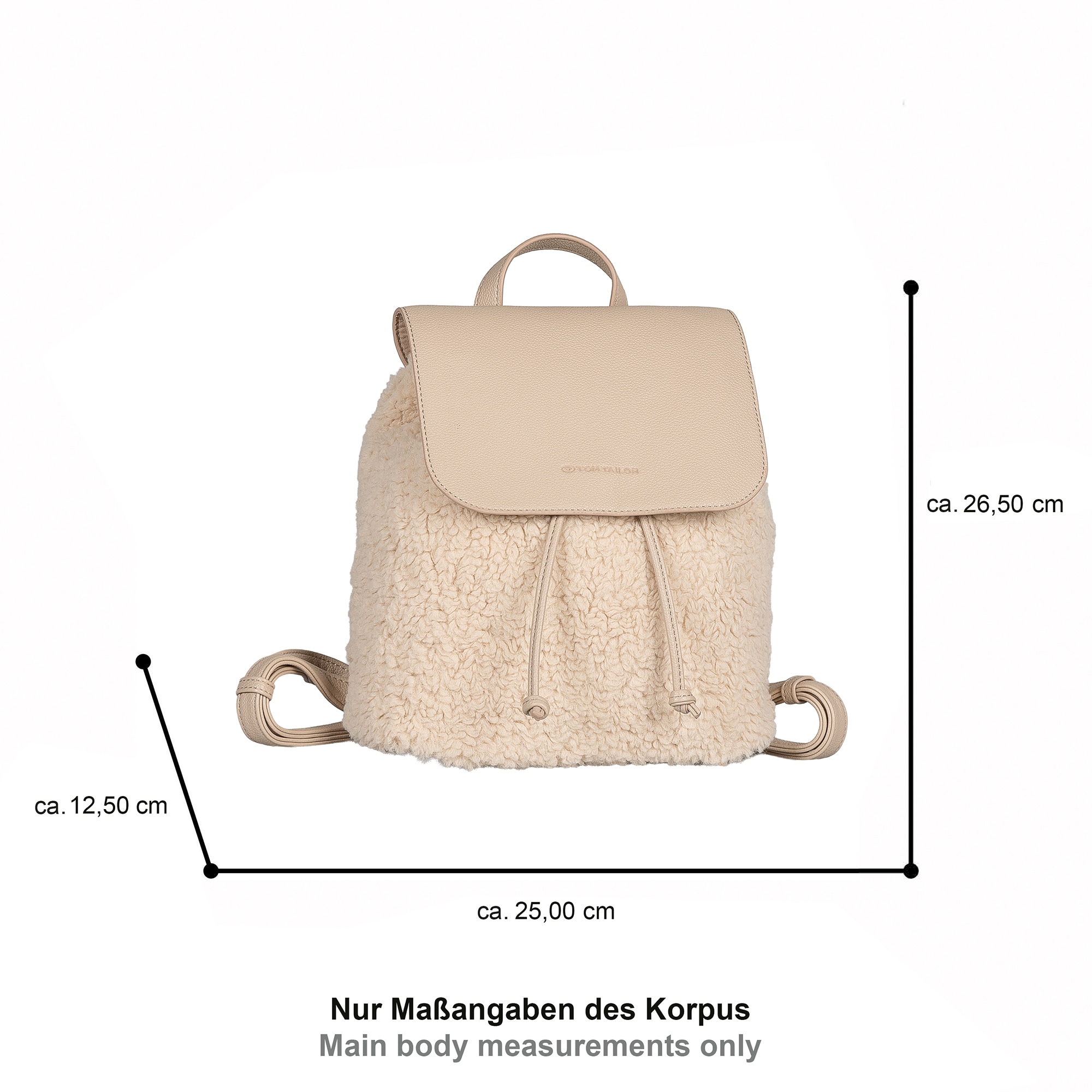 TOM TAILOR Sac à dos »Zelina« Damen Freizeitrucksack, Cityrucksack in Plüsch-Optik