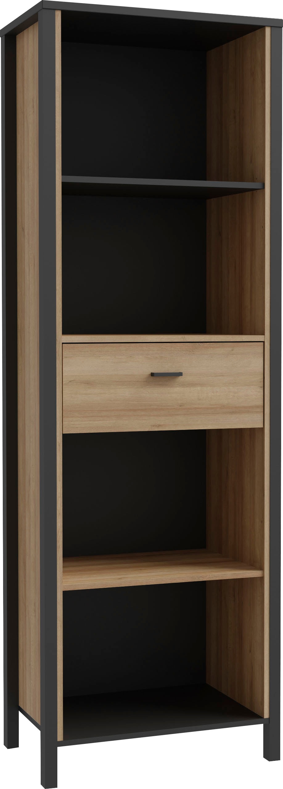 Image of FORTE Aktenregal "High Rock" mit Tür, 4 offene Fächer, Industrial-Stil, 65x194 cm