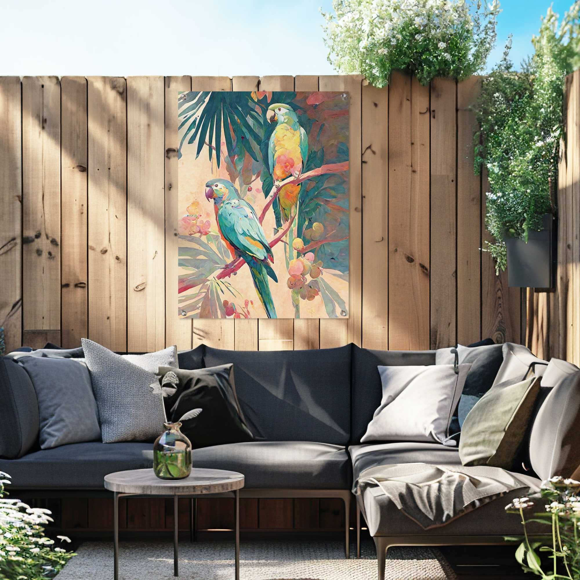 Reinders! Poster »Bird Party« Garten - Papagei - Ara - Farbenfroh - Grün - Leinwand - Tiere -