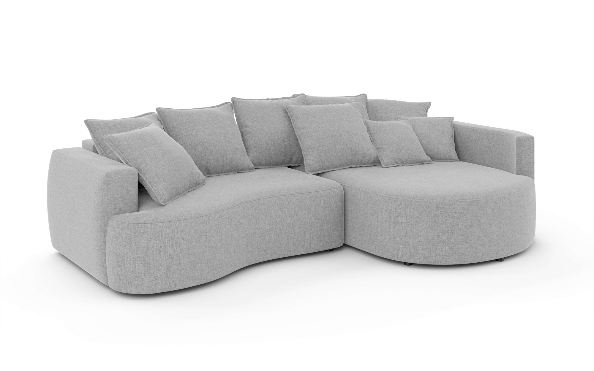 INOSIGN Ecksofa »Kahekili, Schlafsofa mit Bettkasten, Masse B/T/H: 255/181/90/ cm«, L-Form mit Wellenunterfederung, 7 Rückenkissen und 2 Zierkissen