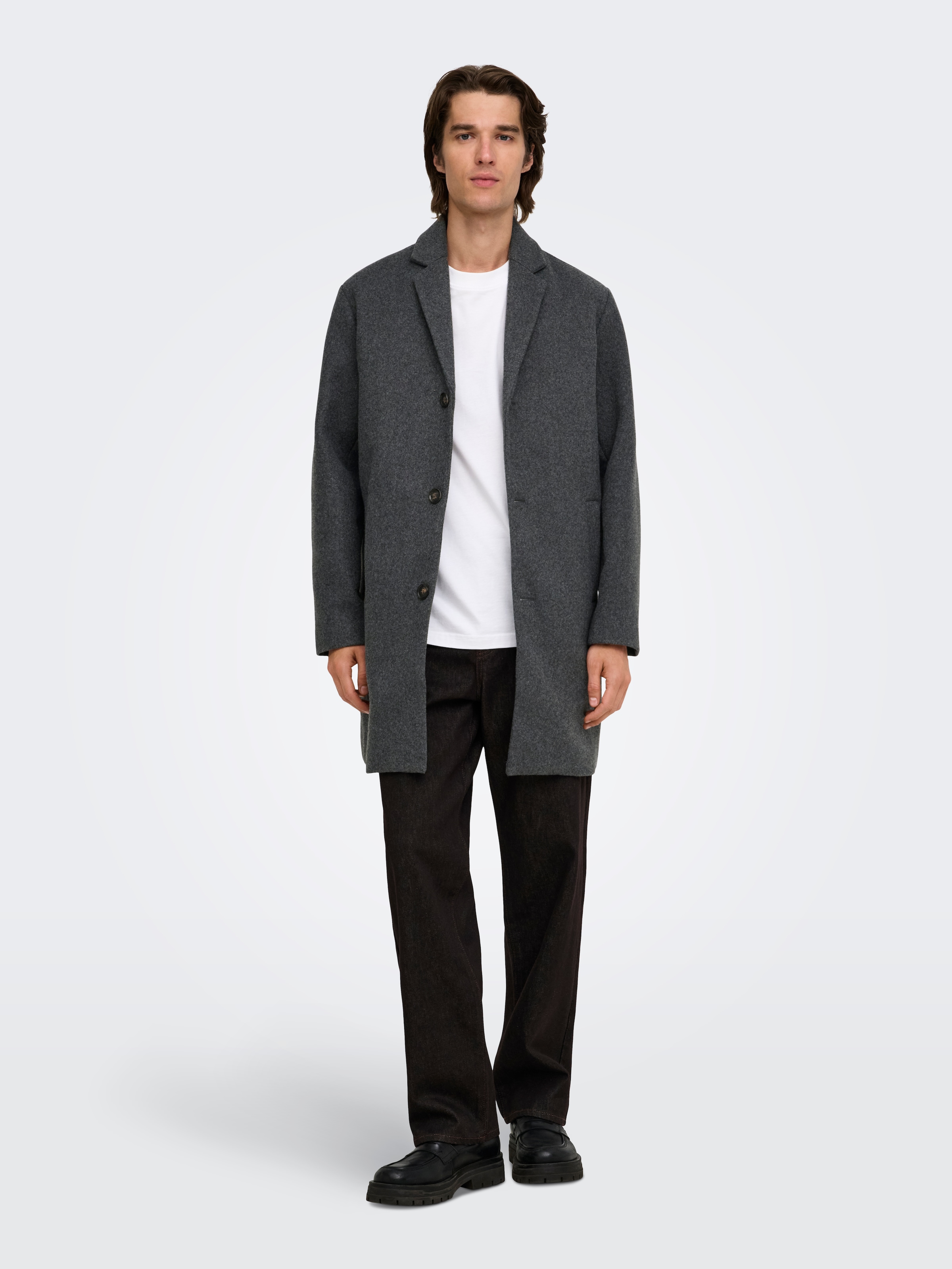 ONLY & SONS Manteau court »ONSMAYLON NEW WOOL COAT OTW OTL« Polyester, Knopfleiste