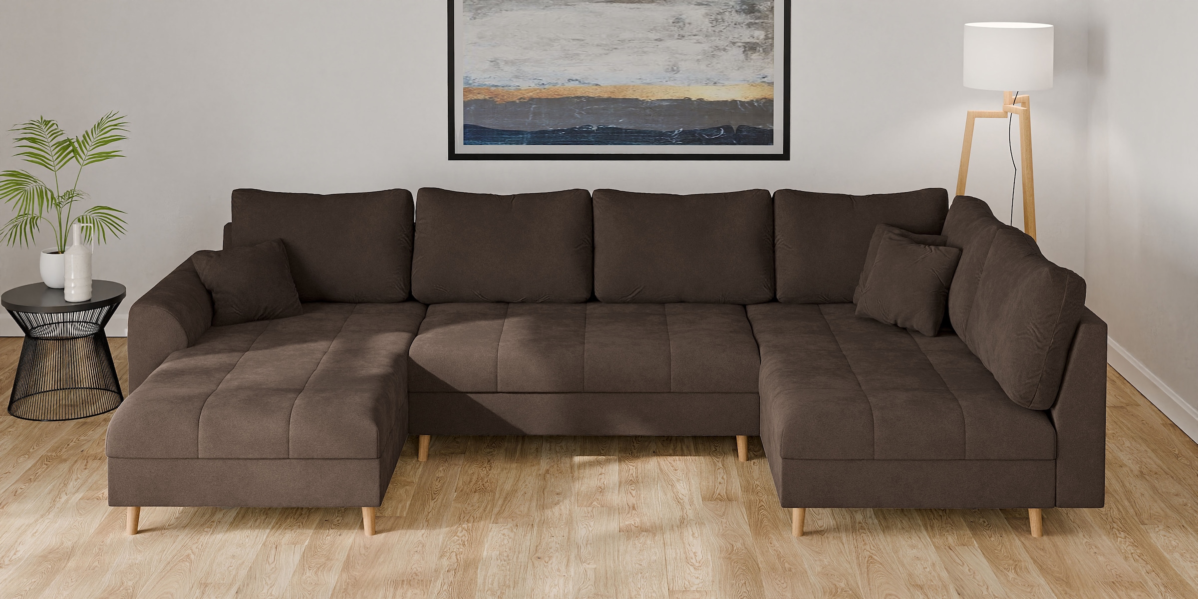 Image of Home affaire Wohnlandschaft "CHARRE U-Form mit Ottomane, Masse B/T/H: 310/161/81 cm" feine Steppung, lose Rücken- und Zierkissen, auch in Cord und Bouclé