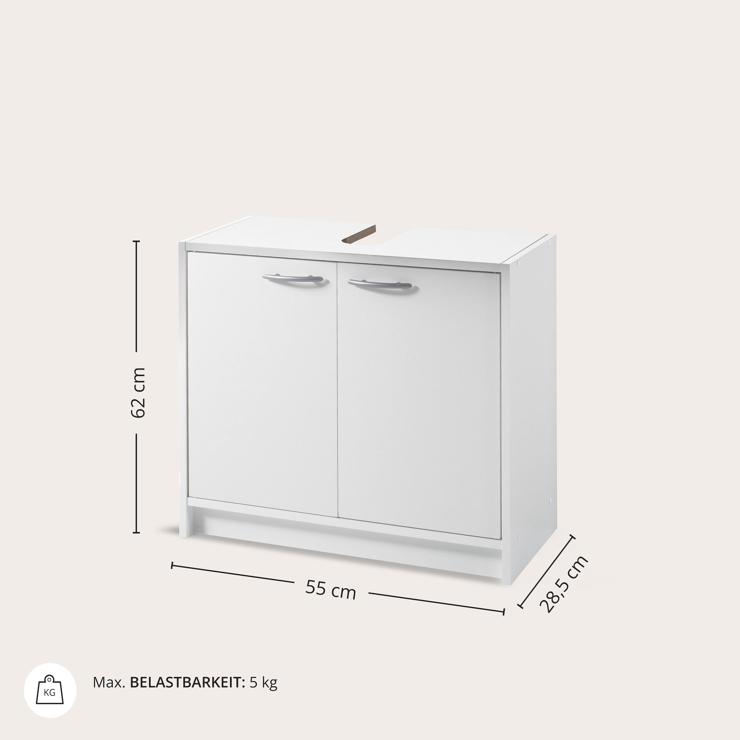 BASIC by Balculina Waschbeckenunterschrank »Smash, Breite 63 cm« 1 Stk. tlg. mit 2 Türen