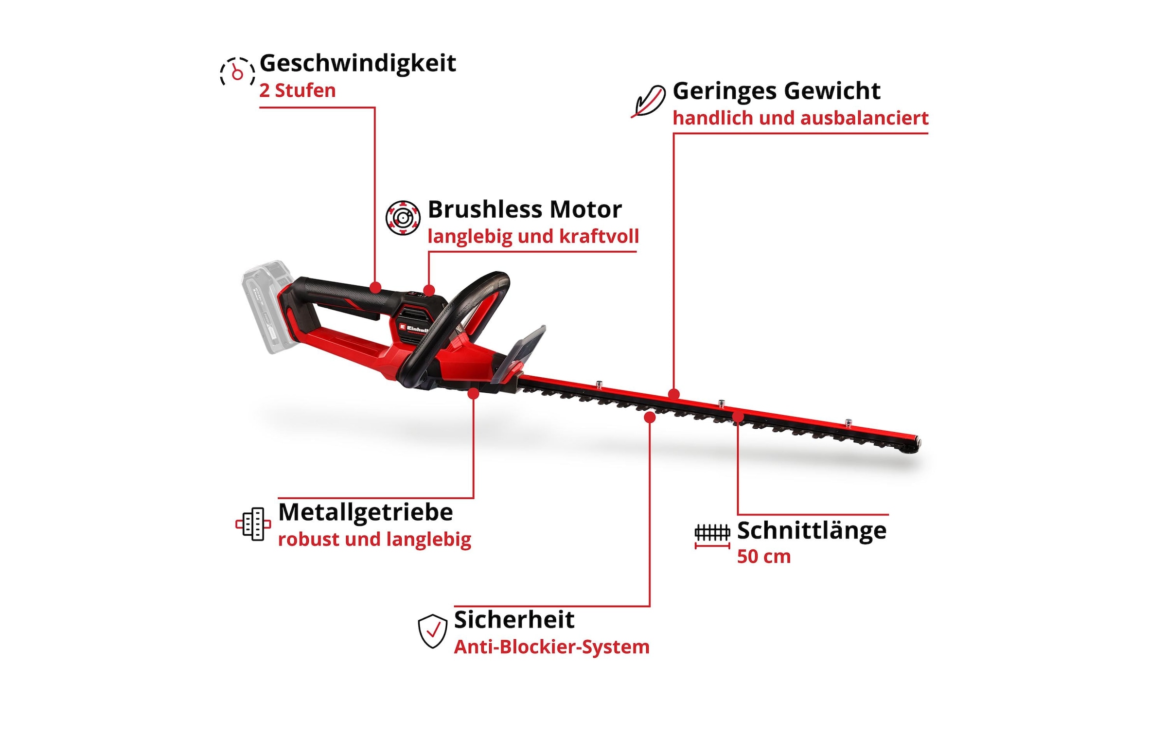   Akku-Heckenschere »Einhell Professional GP-CH 18/50 Li BL-Solo« ()  Akku Systemreihe: Einhell Power X-Change