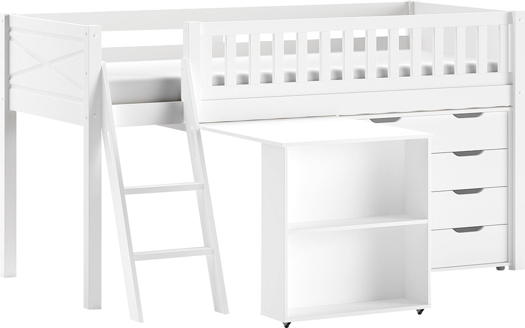 Image of Vipack Spielbett Made in Europe, mit viel Funktion auf kleinem Raum, LF 90x200 cm, Kiefer weiss lackiert
