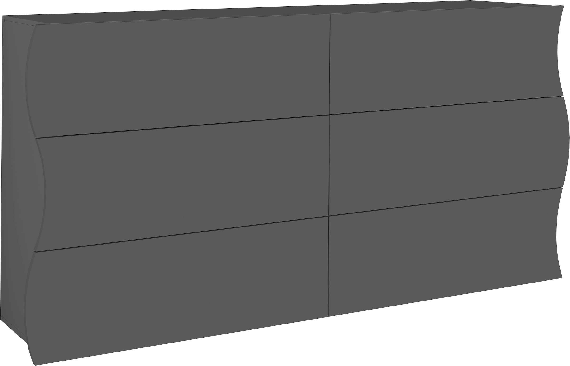 Image of Home affaire Kommode "Onda Schubladenschrank, Kommodenschrank, mit 6 Schubladen," Mehrzweckschrank mit Wellenfront in Anthrazit matt, Made in Italy