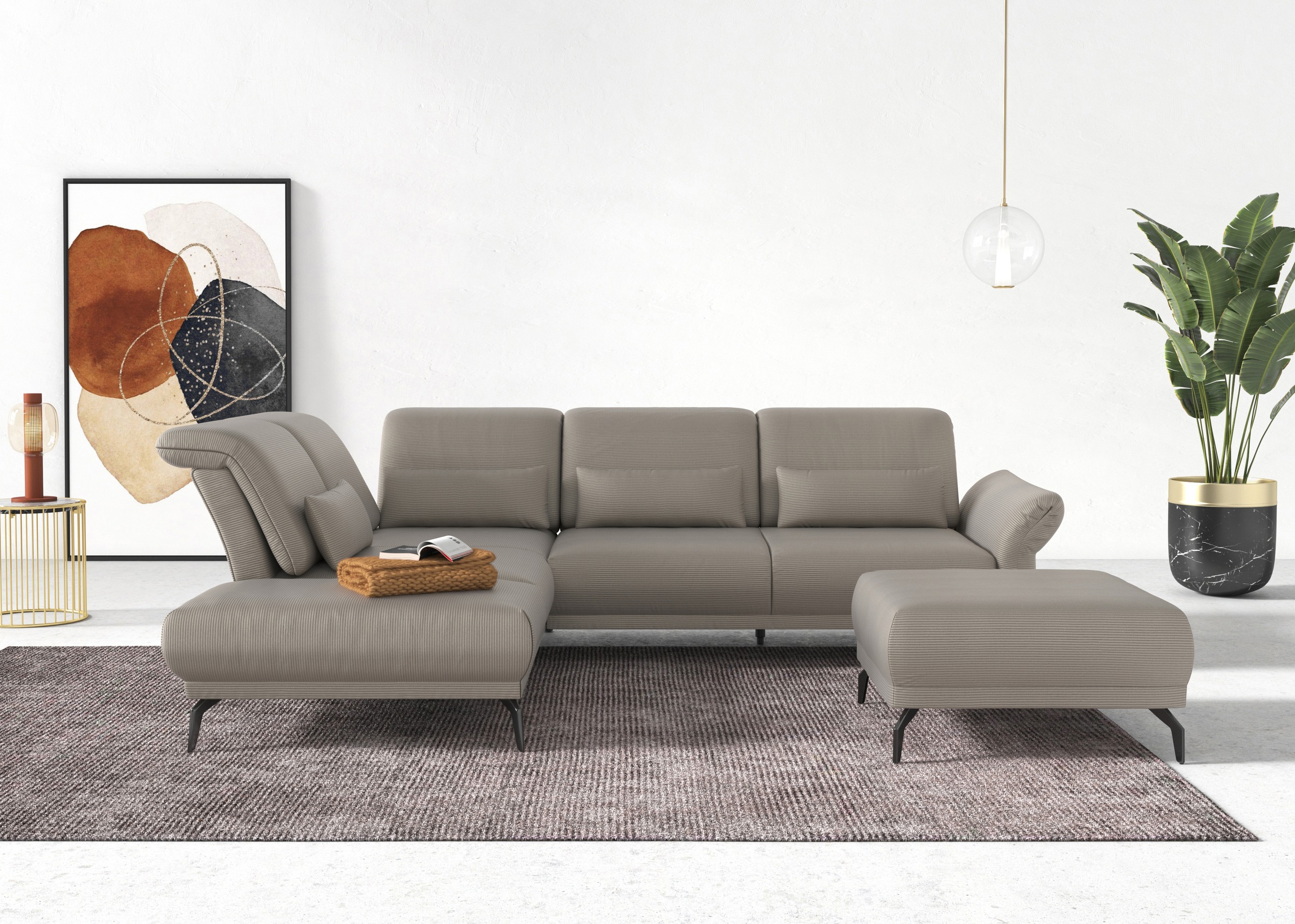 Image of Home affaire Ecksofa "Coco L-Form" Sitztiefen-, Arm- und Kopfteilverstellung, Cord-Bezug, Fusshöhe 15 cm