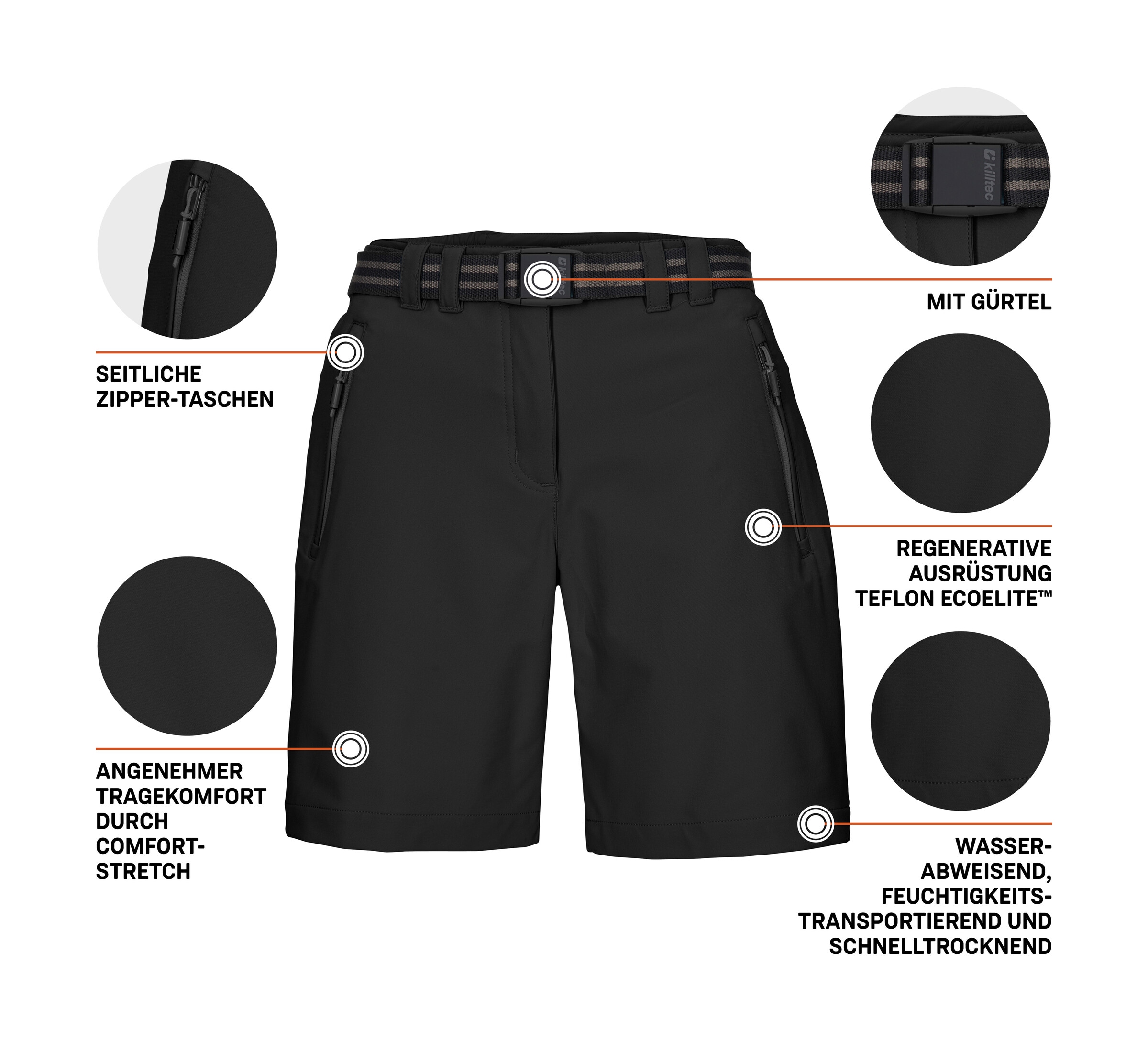Killtec Bermuda »KOS 19 WMN BRMDS«  wasserabweisend, schnelltrocknend, Stretch-Material, inkl. Gürtel