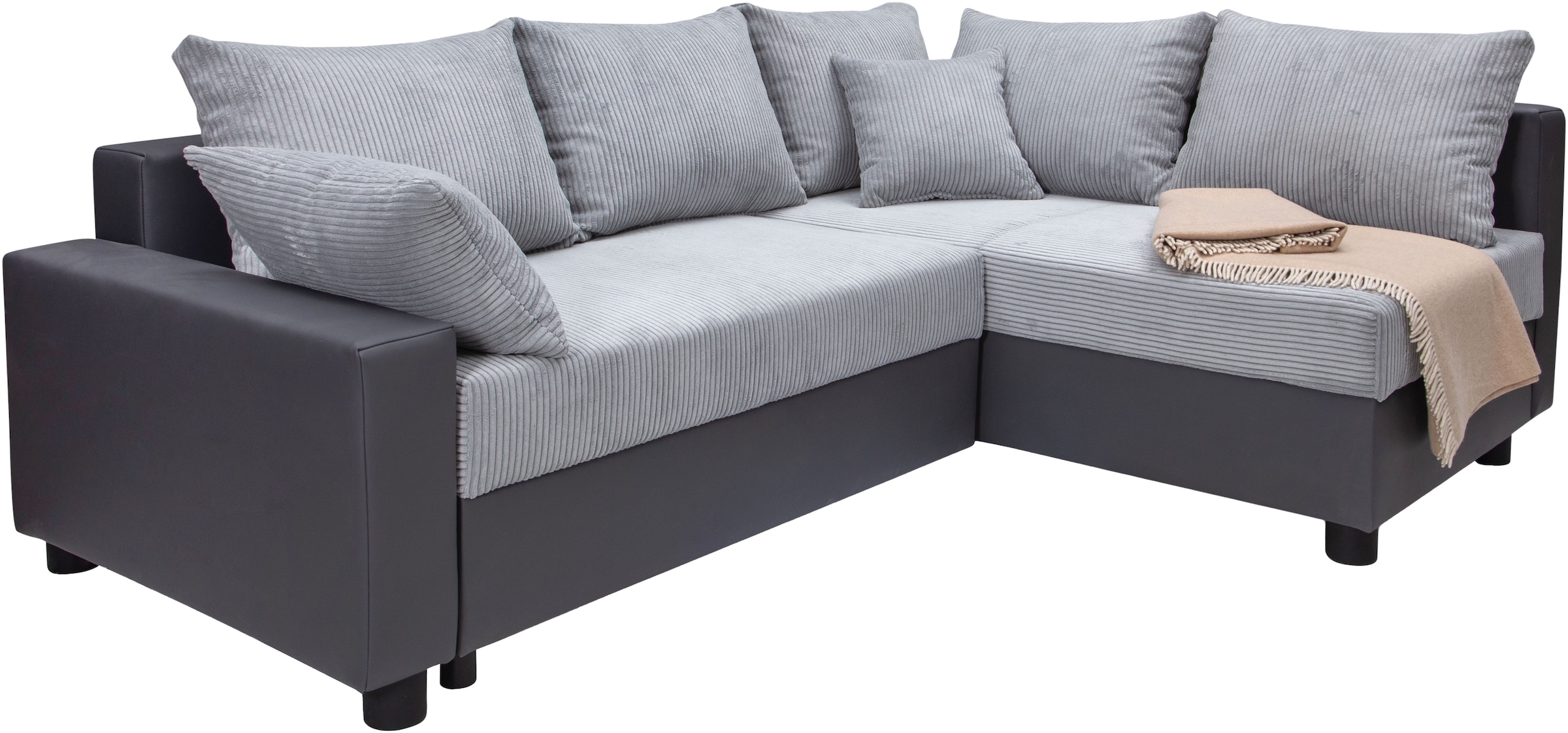 COLLECTION AB Ecksofa »Parma L-Form«, mit Schlaffunktion und Bettkasten, inklusive Kissen, Bonellfederkern