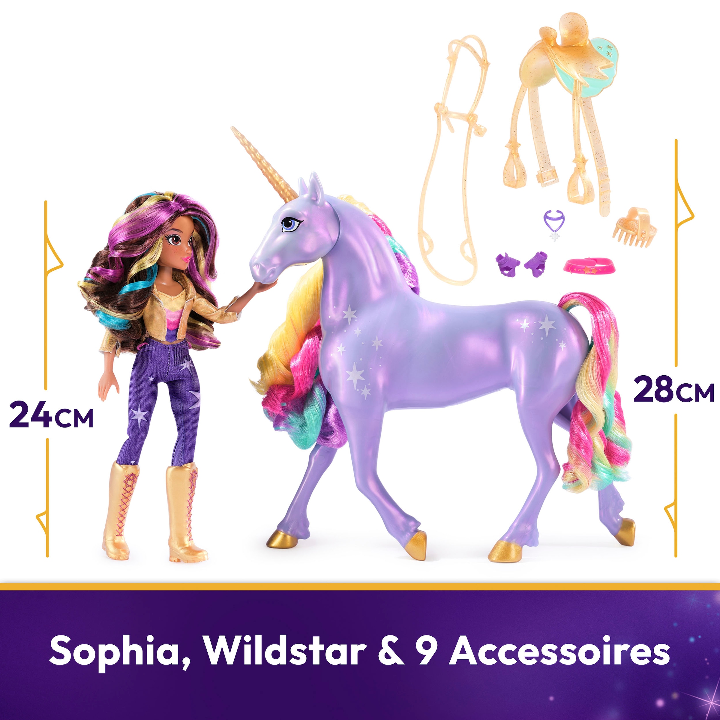 Spin Master Anziehpuppe »Unicorn Academy - Interactive Rainbow Light-Up Wildstar & Sophia« mit Licht- & Soundeffekt