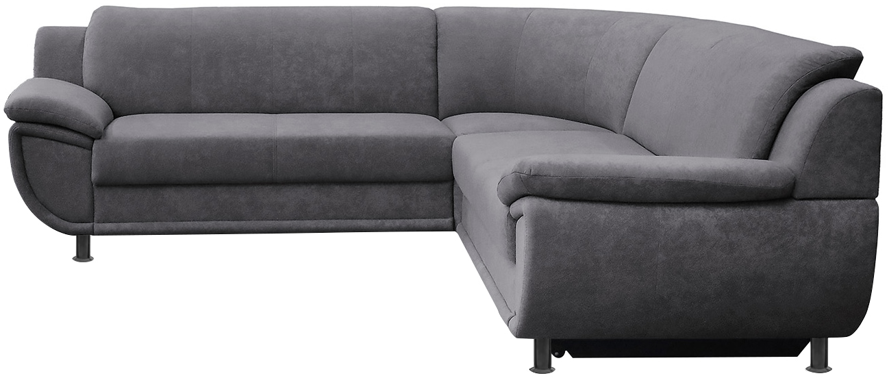TRENDMANUFAKTUR Ecksofa »Rondo wahlweise mit Schlaffunktion, 267x247 cm (BxT), breite Armlehnen« L-Form, wahlweise mit Federkern bestellbar, Füsse schwarz