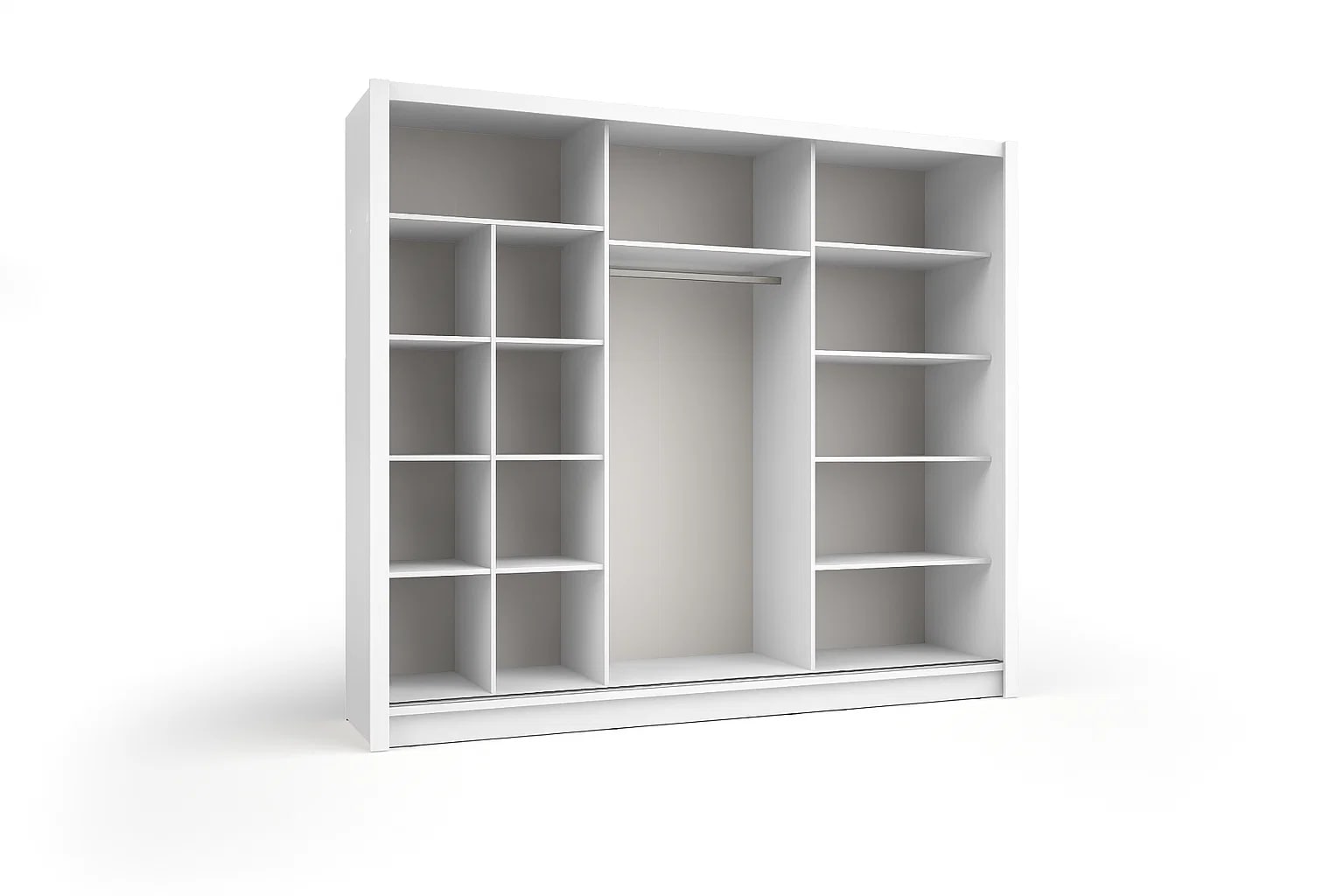 Home affaire Kleiderschrank »BELAVIEN Schwebetürenschrank mit 15 Fächer, Kleiderstange und Spiegel« Garderobe mit 3 Schwebetüren und Spiegel, Masse B/T/H: 247,8/61,6/215