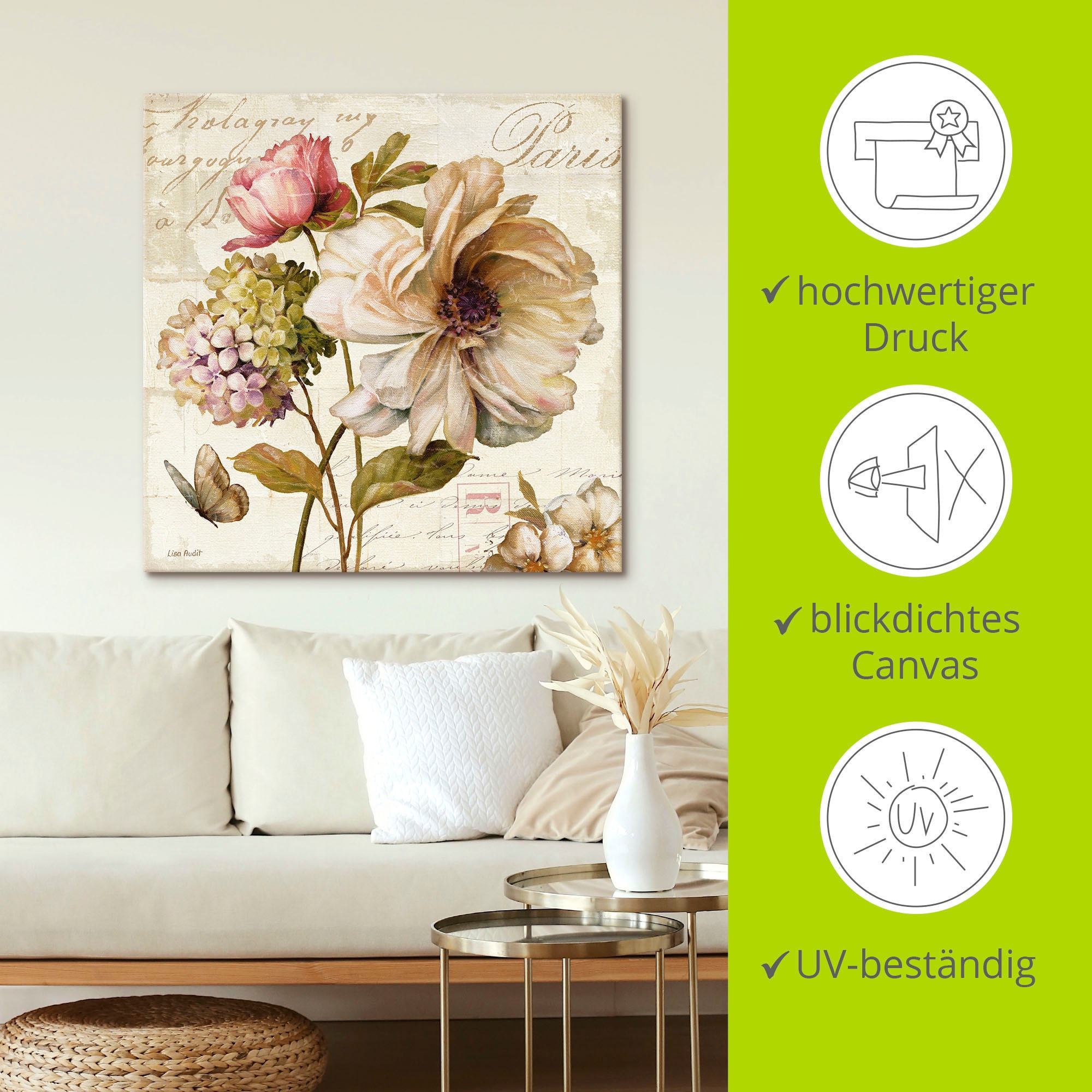 Artland Wandbild »Blumen II«, Blumen, (1 St.), als Leinwandbild, Poster, Wandaufkleber in verschied. Grössen
