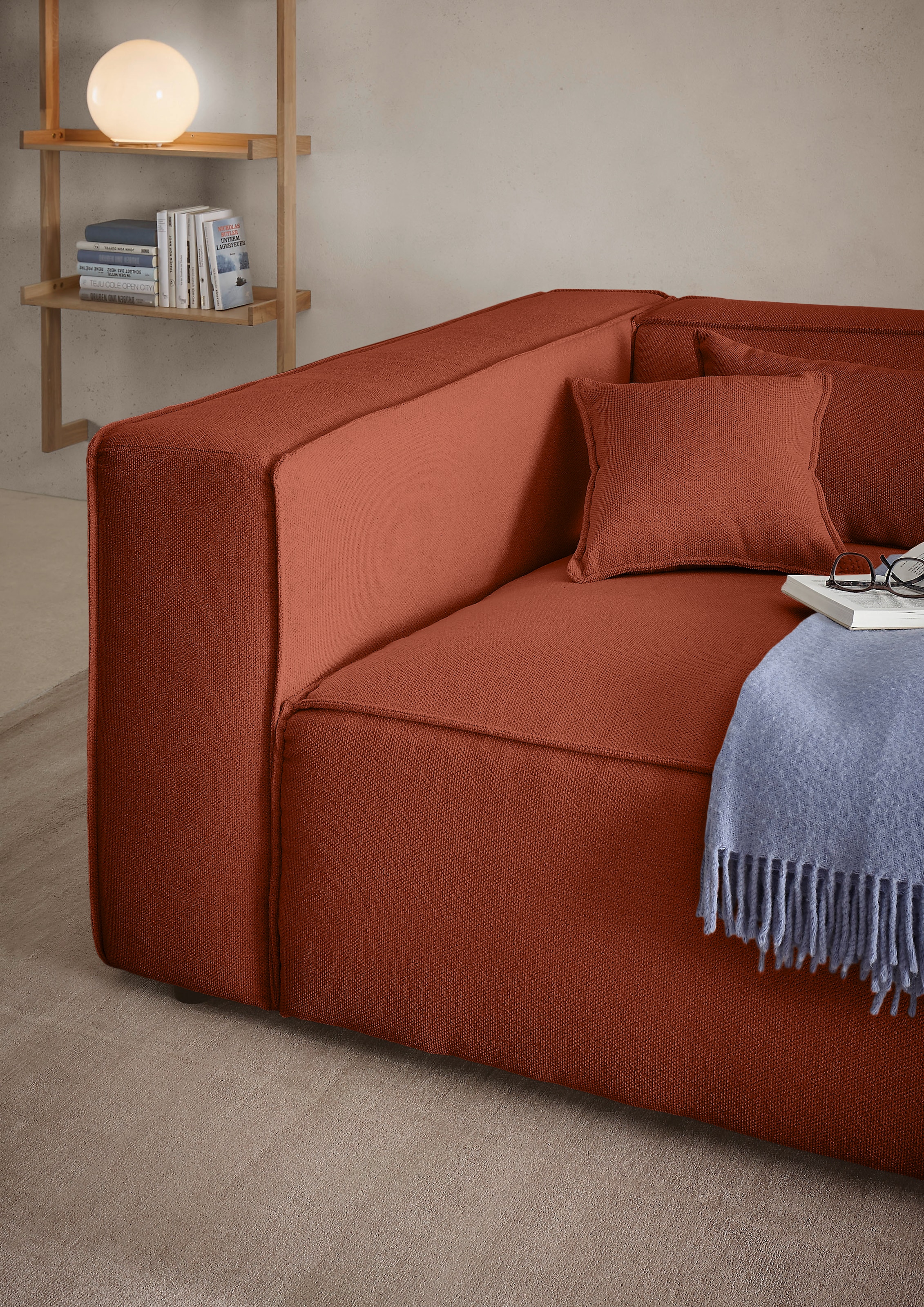 LeGer Home by Lena Gercke 3-Sitzer »PIARA XXL Struktur, Sofa mit Kedernaht« schwarze Füsse, bequemer Sitzkomfort, extra tiefe Sitzfläche