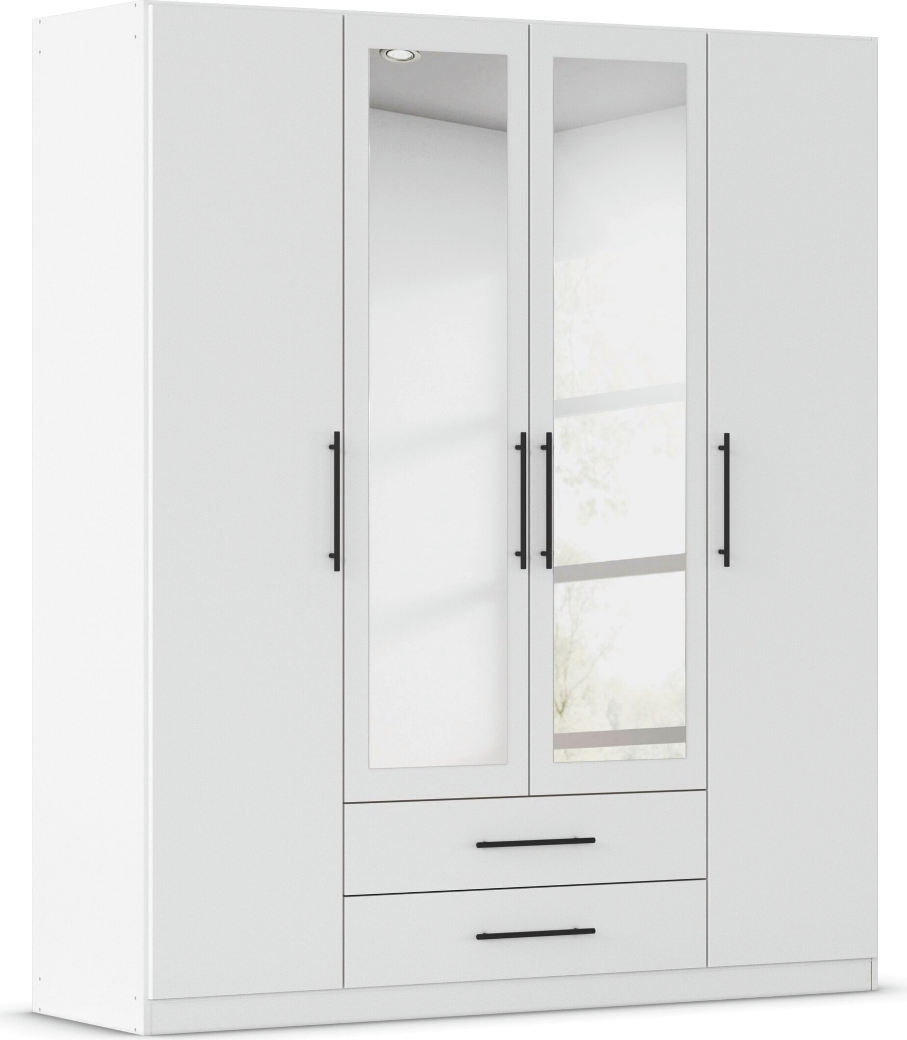 rauch Kleiderschrank »Mehrzweckschrank Schrank Garderobe Wäscheschrank Schlafzimmer GAMMA« 3 verschiedene Ausstattungen BASIC/CLASSIC/PREMIUM (inkl. SOFT-CLOSE),  Weiss, 181 cm, 2 Schubladen, Stangengriff Schwarz MADE IN GERMANY