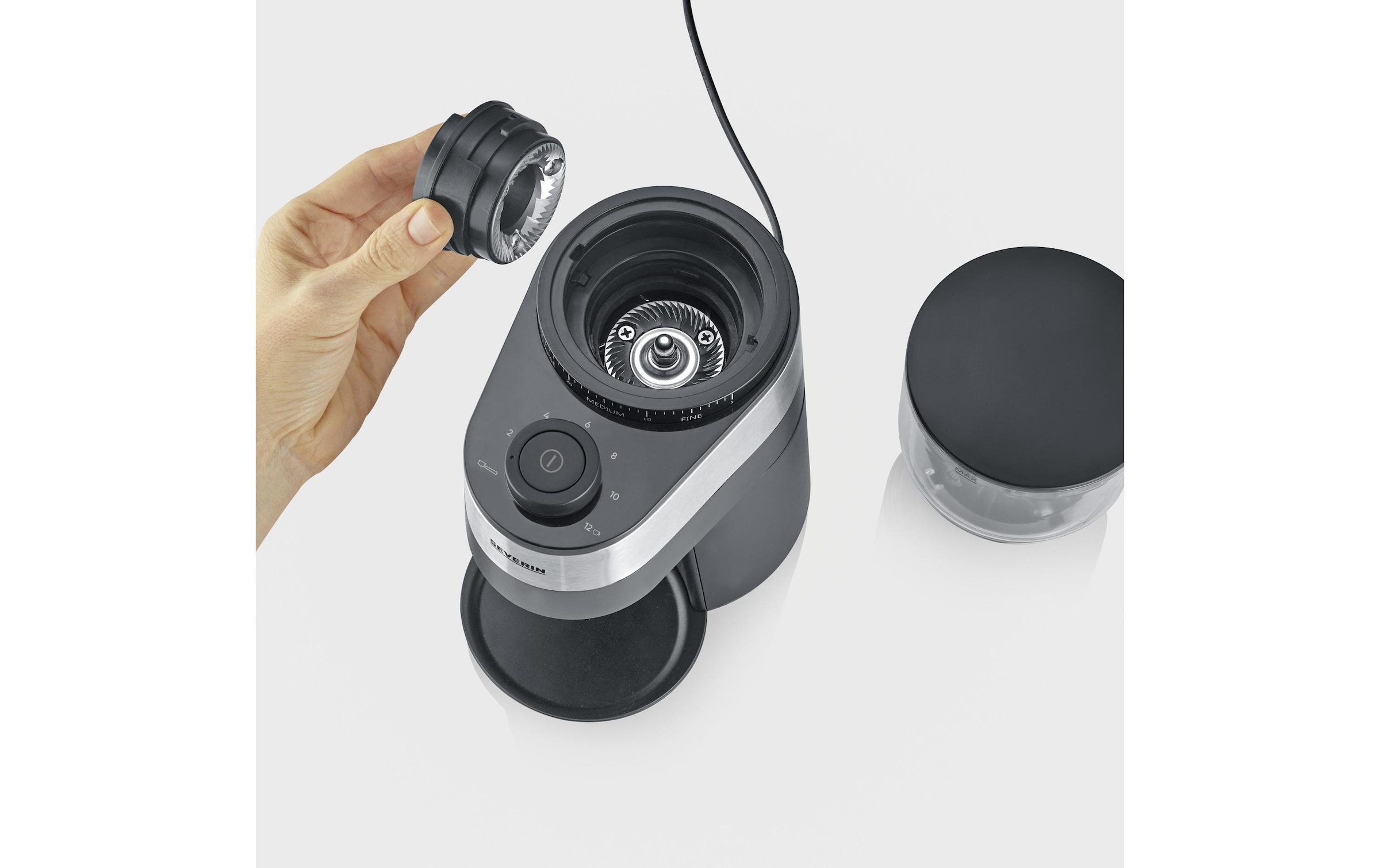 Severin Moulin à café »KM 3880« Scheibenmahlwerk 240 gBohnenbehälter bis 240g Bohnen, Aromaverschluss, Mahlgrad in 30 Stufen einstellbar