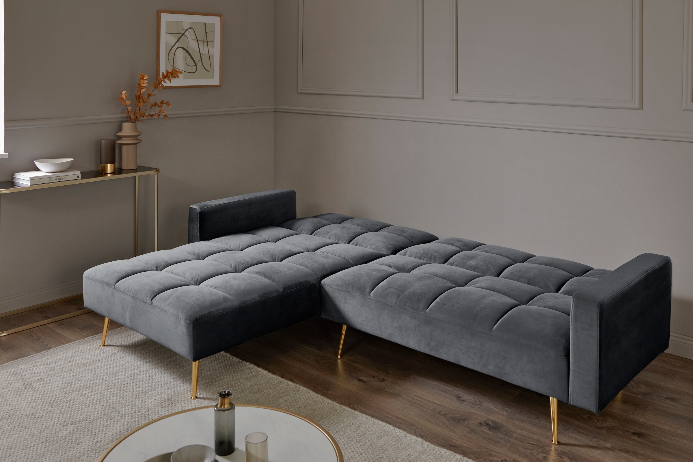 Jahnke Canapé d'angle »CHILLAX POSH CORNER« avec fonction couchage, montage réversible, 244 x 150 cm