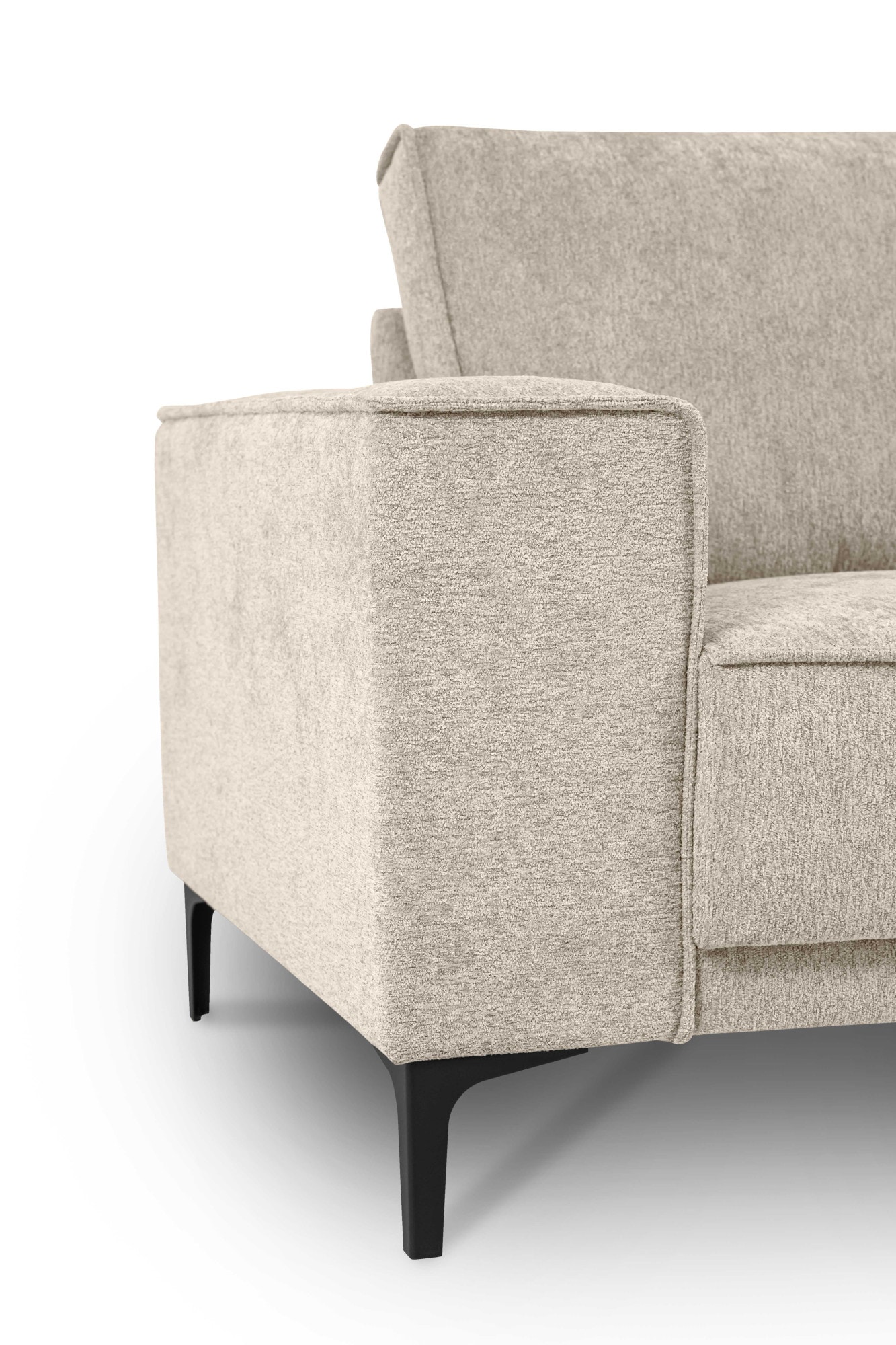 Places of Style 3-Sitzer »3er Sofa Oland, Struktur, Flachgewebe, Luxus-Microfaser, Boucle«, 224 cm, Wellenunterfederung, Skandi-Design, Metallfüsse