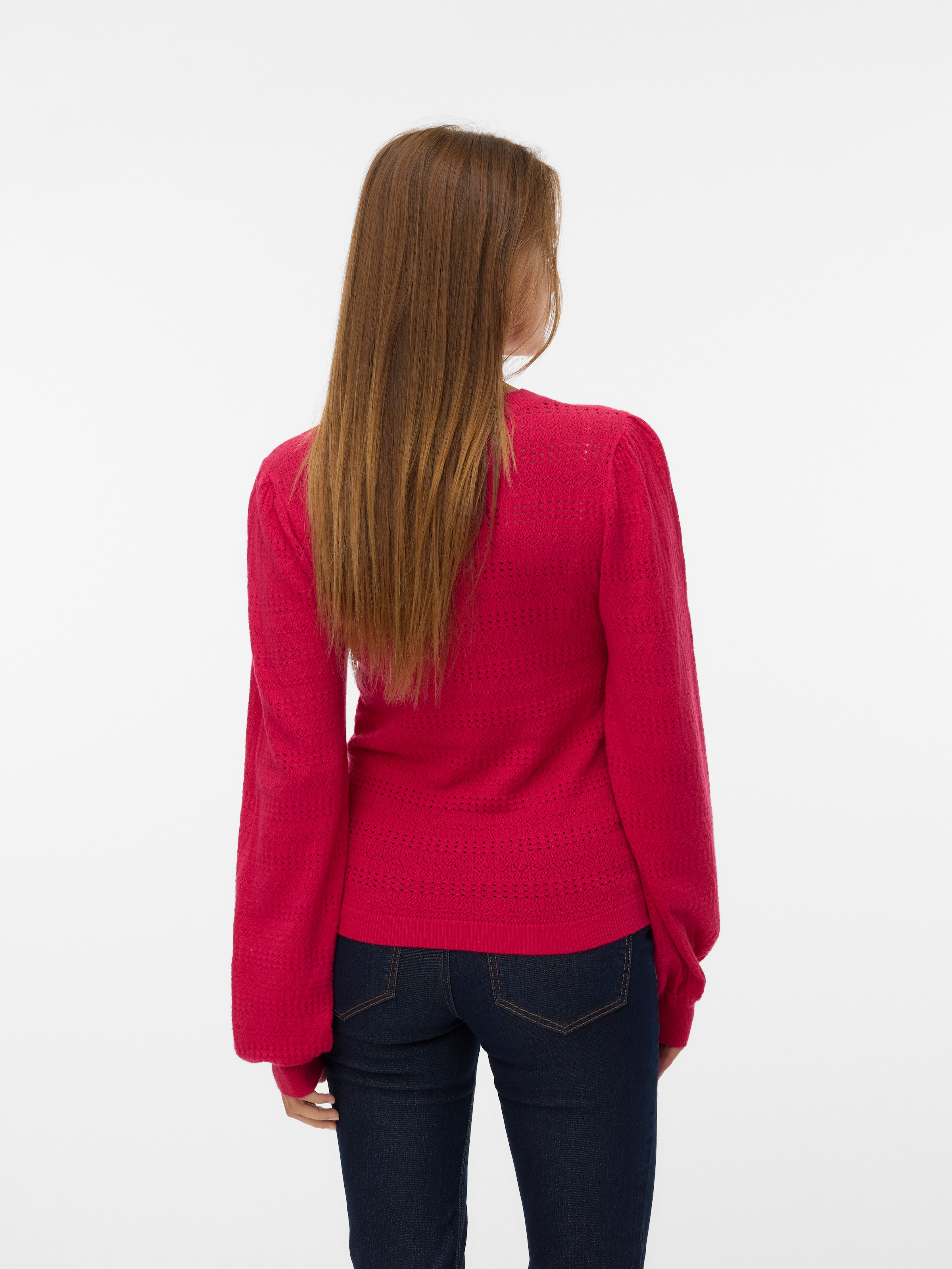 Image of Vero Moda Strickpullover "VMLIMONE LS O-NECK PULLOVER BOO" mit Lochmuster