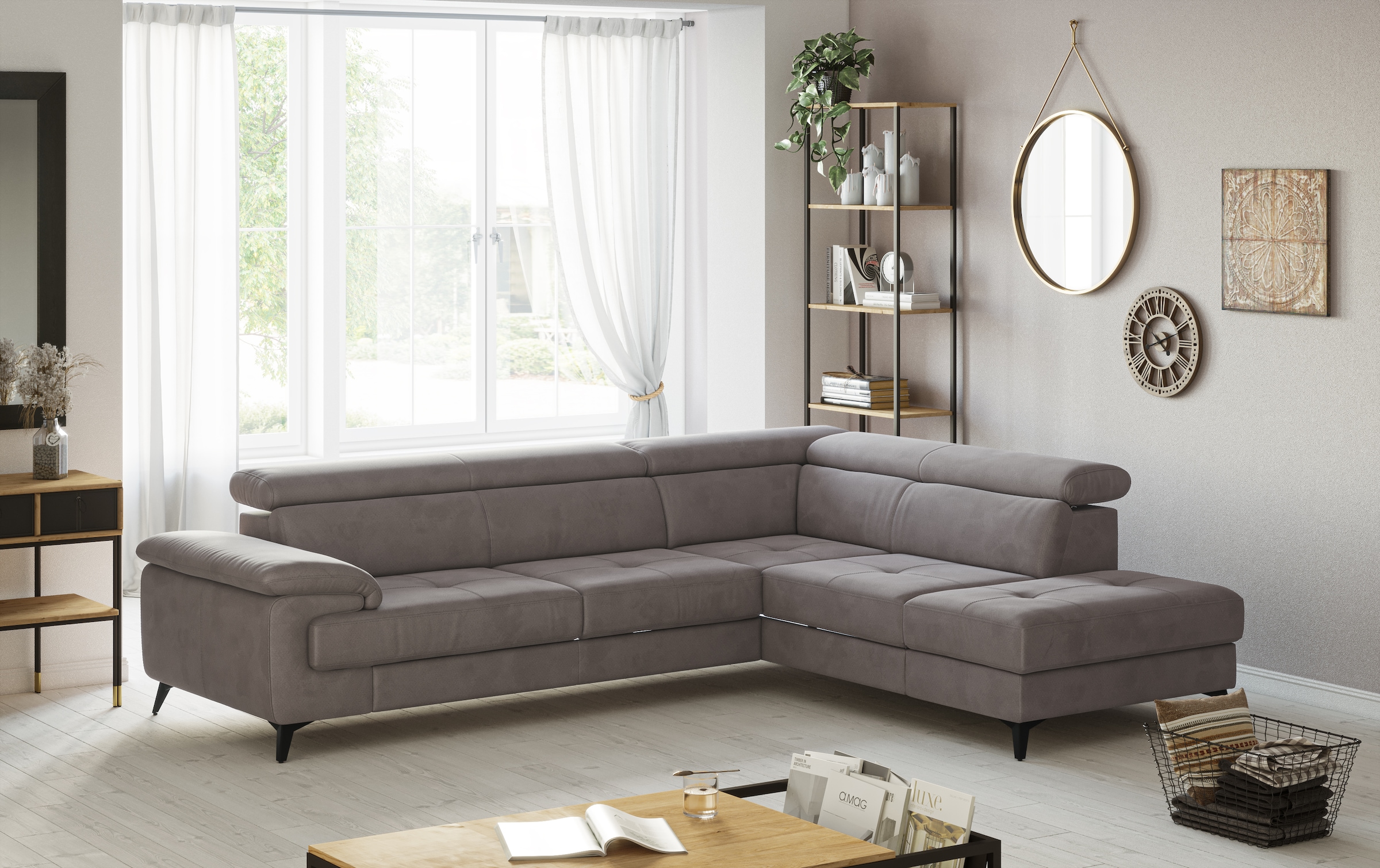 COTTA Ecksofa »Astra L-Form, B: 286 cm« mit Kopfteilverstellung, optional Bettfunktion & Bettkasten