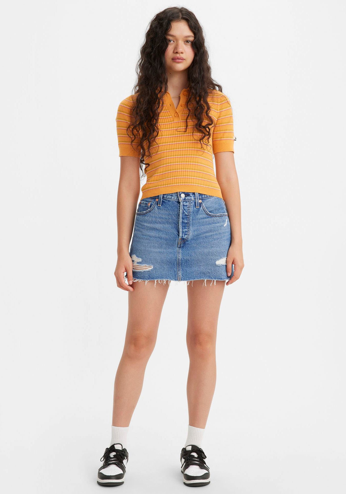 Levi's® Jeansrock »ICON SKIRT«, mit Used-Effekten und ausgefransten Kanten