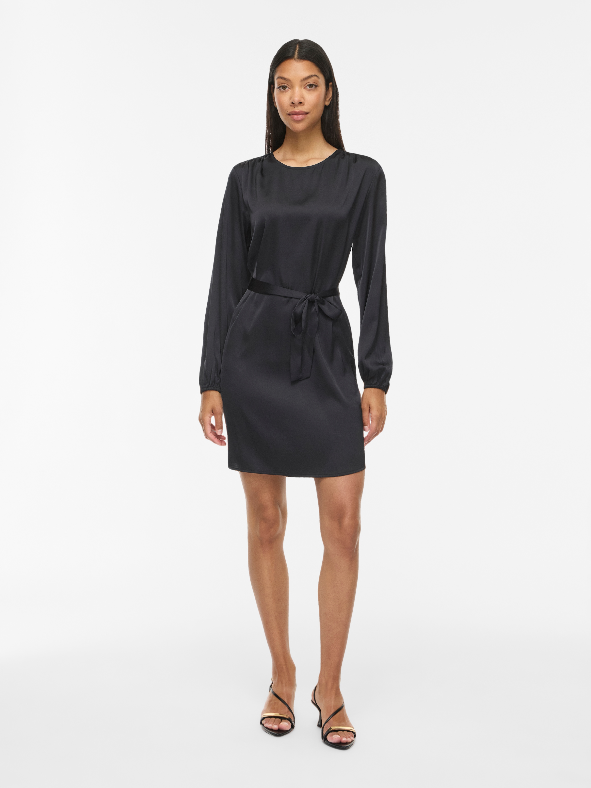 Vila Minikleid »VIENNA RAVENNA L/S O-NECK DRESS - NOOS« lockere Passform, aus Kunstfaser, pflegeleicht