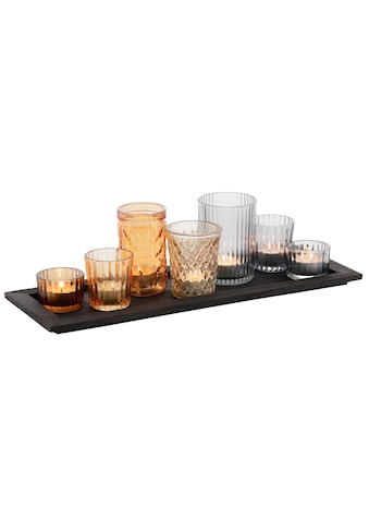 Home affaire Teelichthalter »Tablett mit 7 Gläsern«, in verschiedenen Farben kaufen