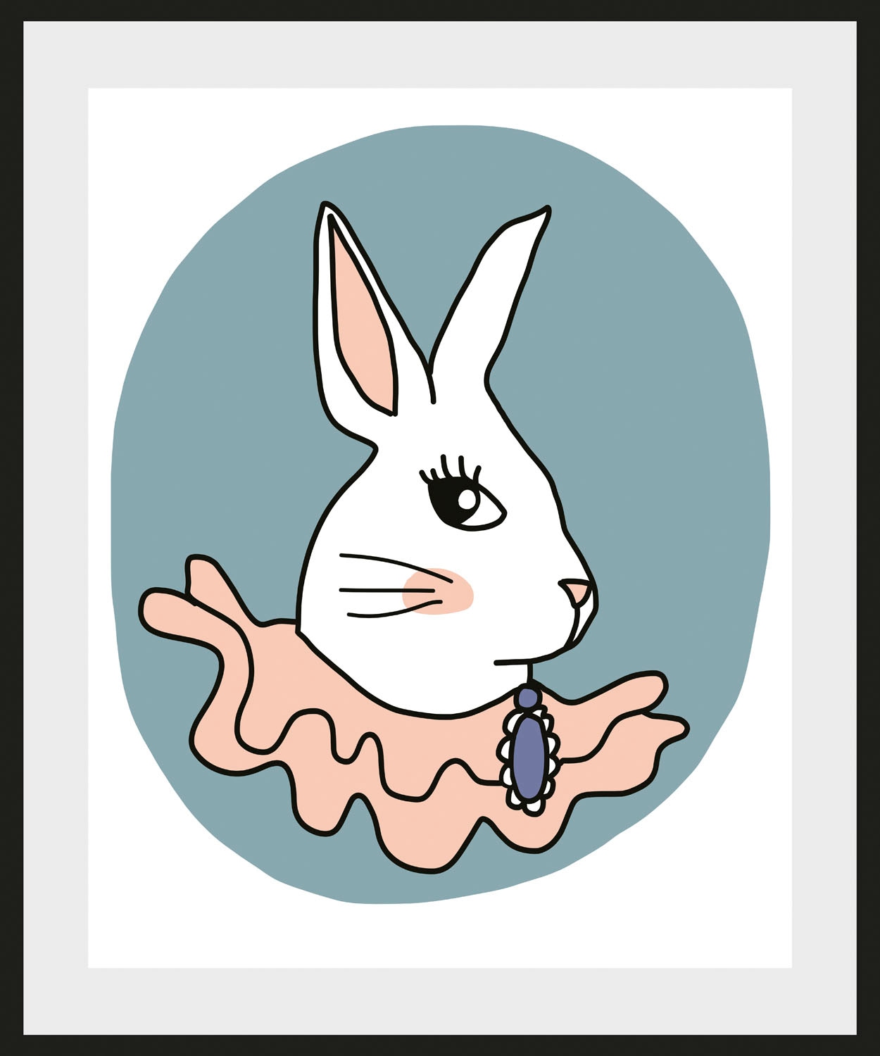 queence Bild »Stina«, Hase-Hasen-Kunst-Haustiere, (1 St.), HD Premium Poster-Druck inkl. Holzrahmen