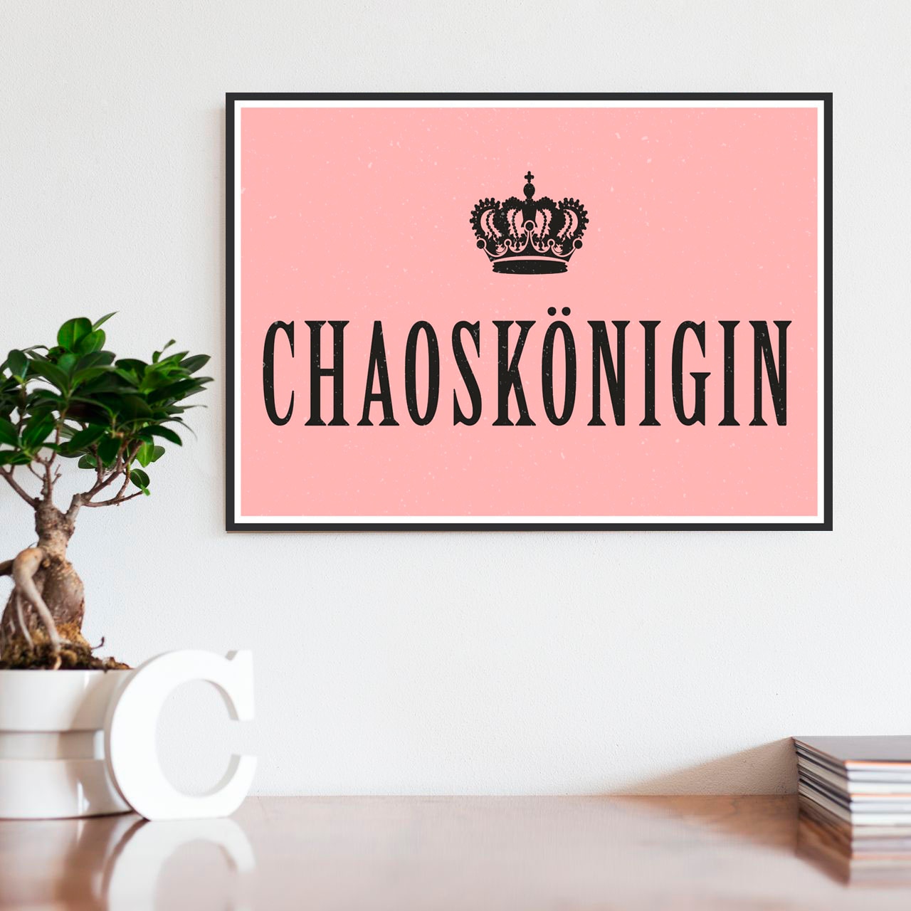 Image of queence Metallbild "Chaoskönigin" König Schriftzug Schriftzüge 1 Stk. tlg. Stahlschilder