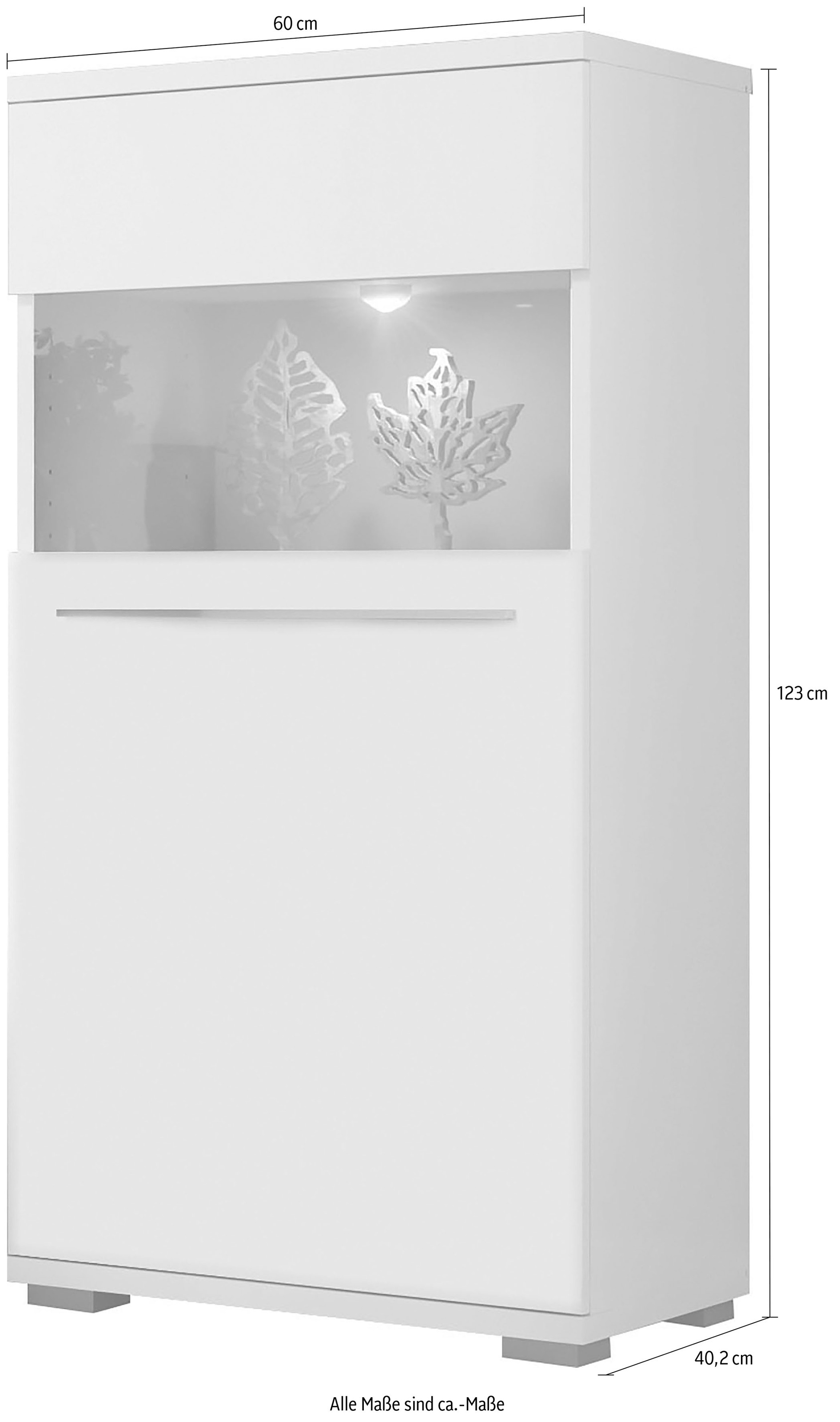 Places of Style Highboard »Piano Vitrine«, UV lackiert, Soft-Close Funktion