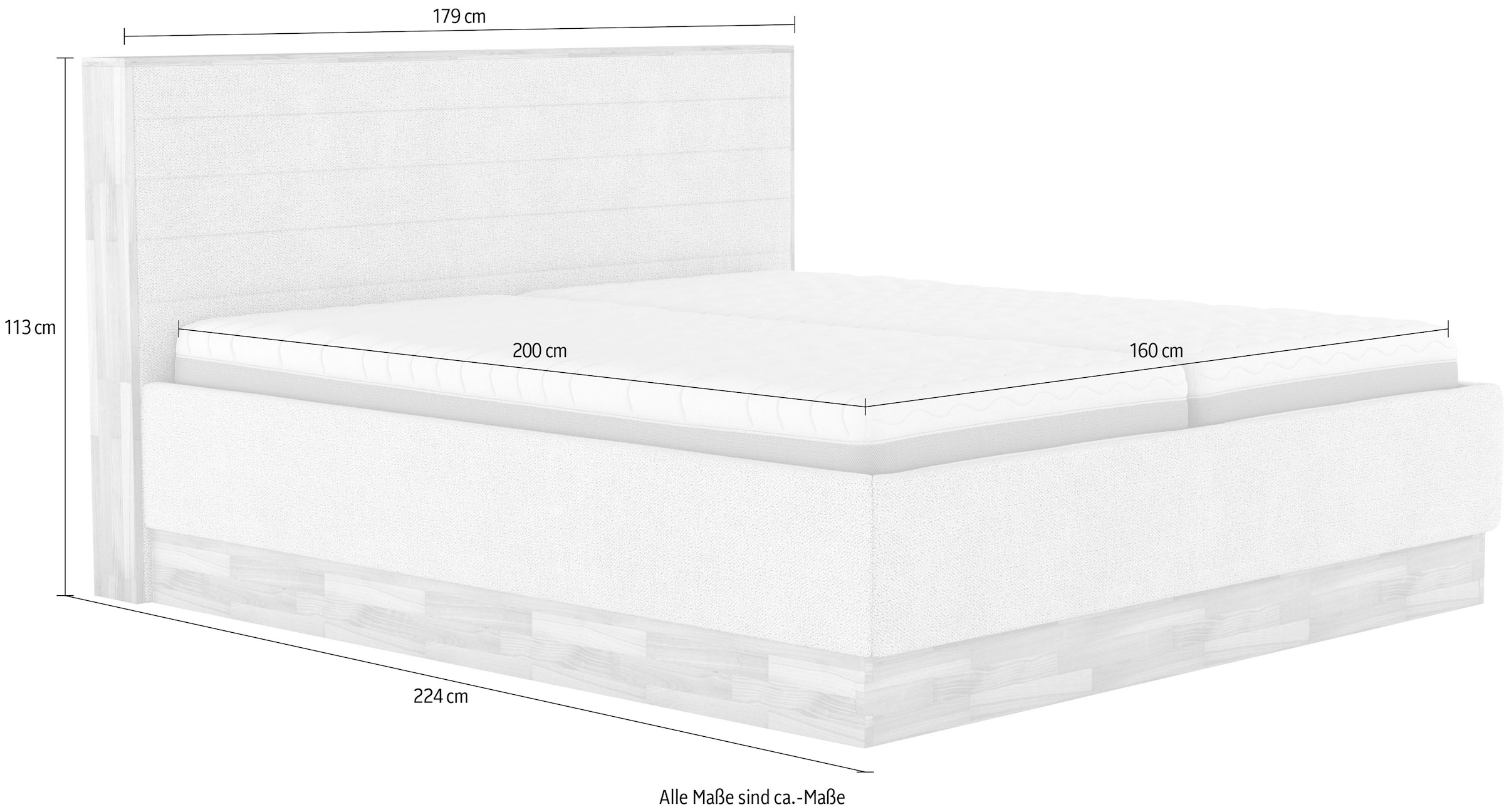 COTTA Polsterbett »PESETA inkl. Lattenrost und Stauraum, erhältlich in 160cm & 180cm« mit Echtholzleiste und gepolstertem Kopfteil