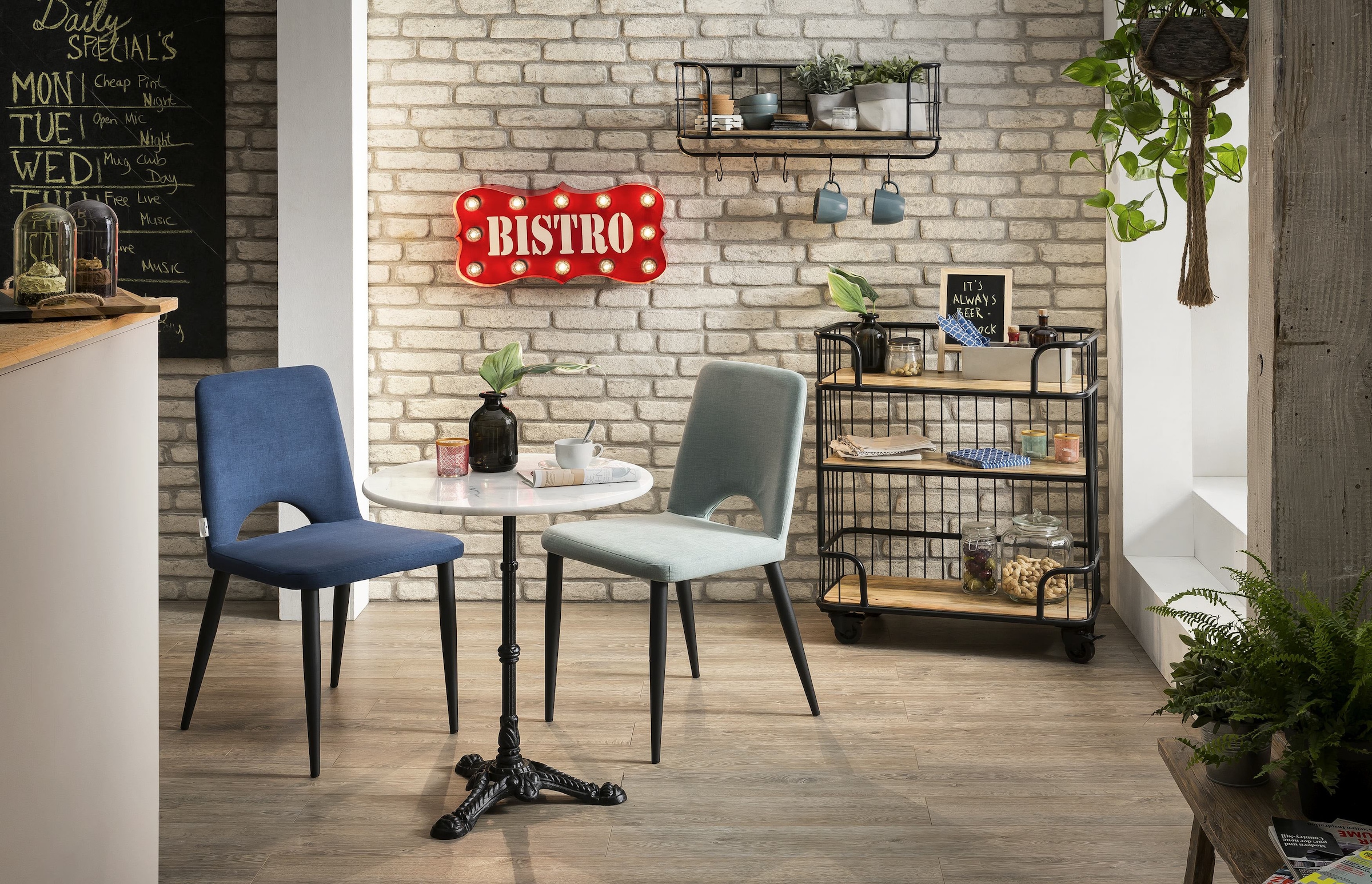 SIT Polsterstuhl »Pafos 2er-Set Celadon mit Stoffbezug & Stahlgestell« (Set) 2 Stk.Komfortpolsterung an Sitz und Rücken für entspanntes Sitzen
