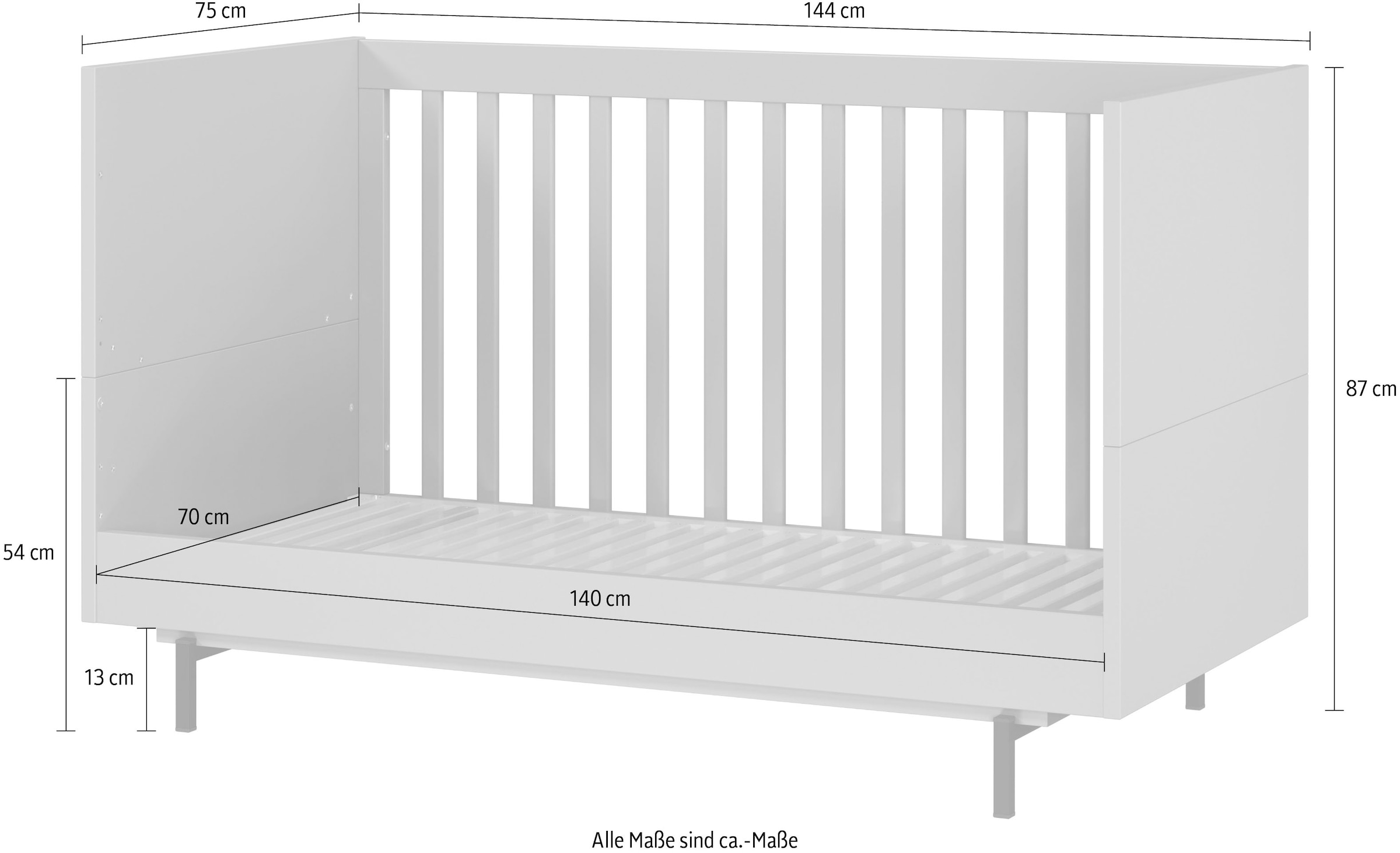 GERMANIA Lit d'enfant »Tomino in 2 Ausführungen« Set, 2 cuis tlg. inkl. Umbauseiten, B/H/T 144/87/75 cm, belastbar bis 100 kg